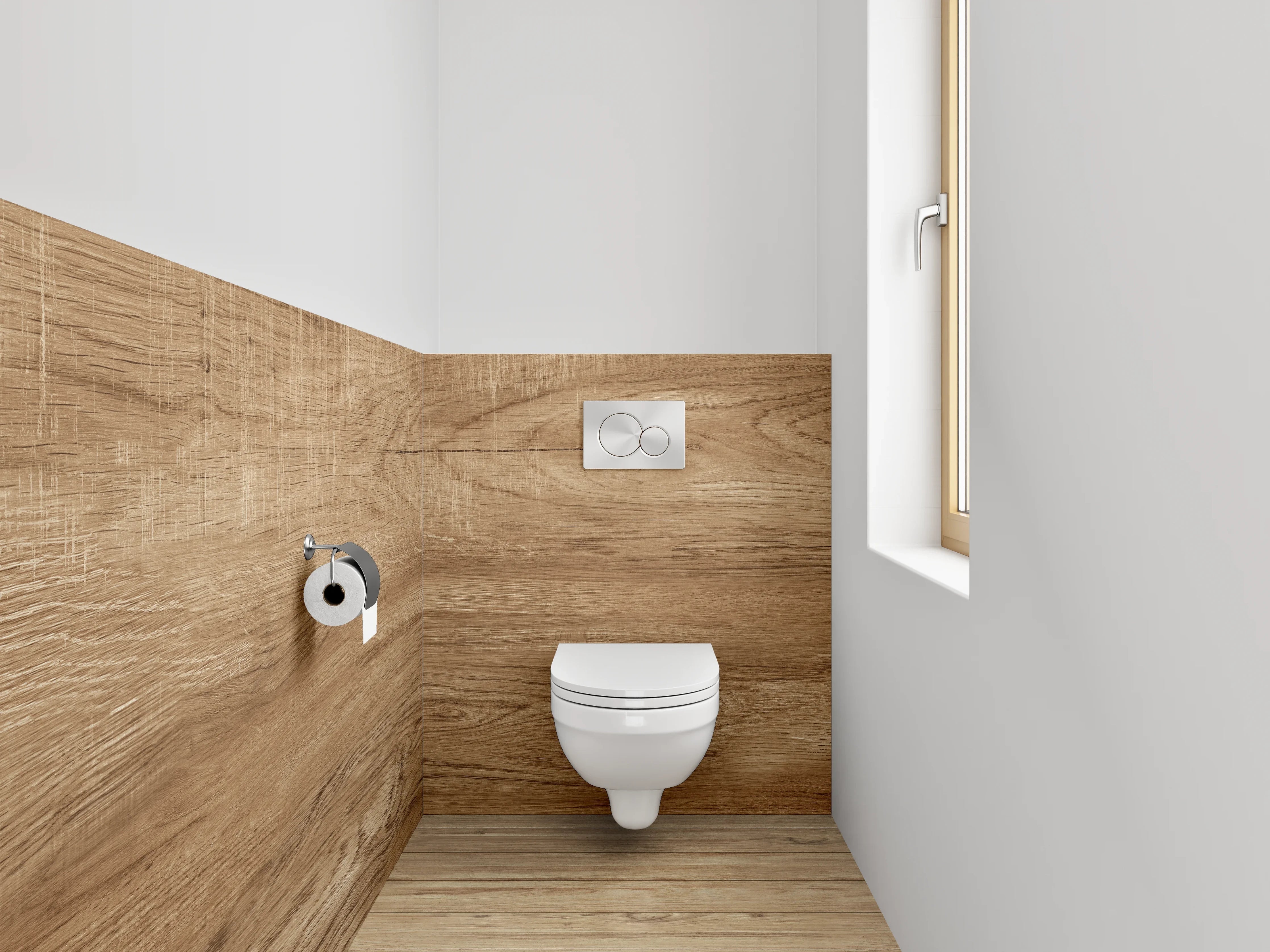 WC-Rückwand - Holzoptik hellbraun Landhausstil