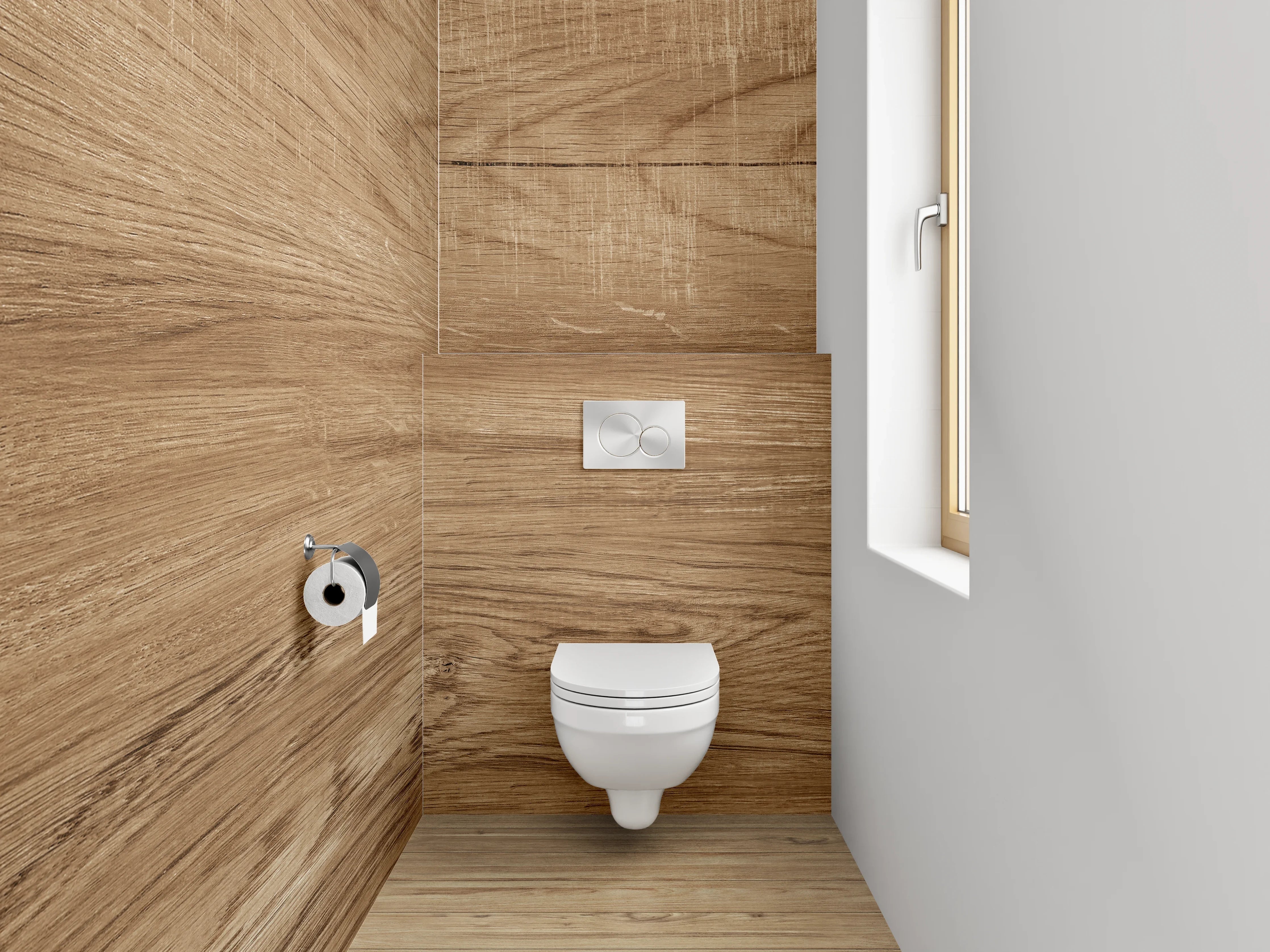 WC-Rückwand - Holzoptik hellbraun Landhausstil