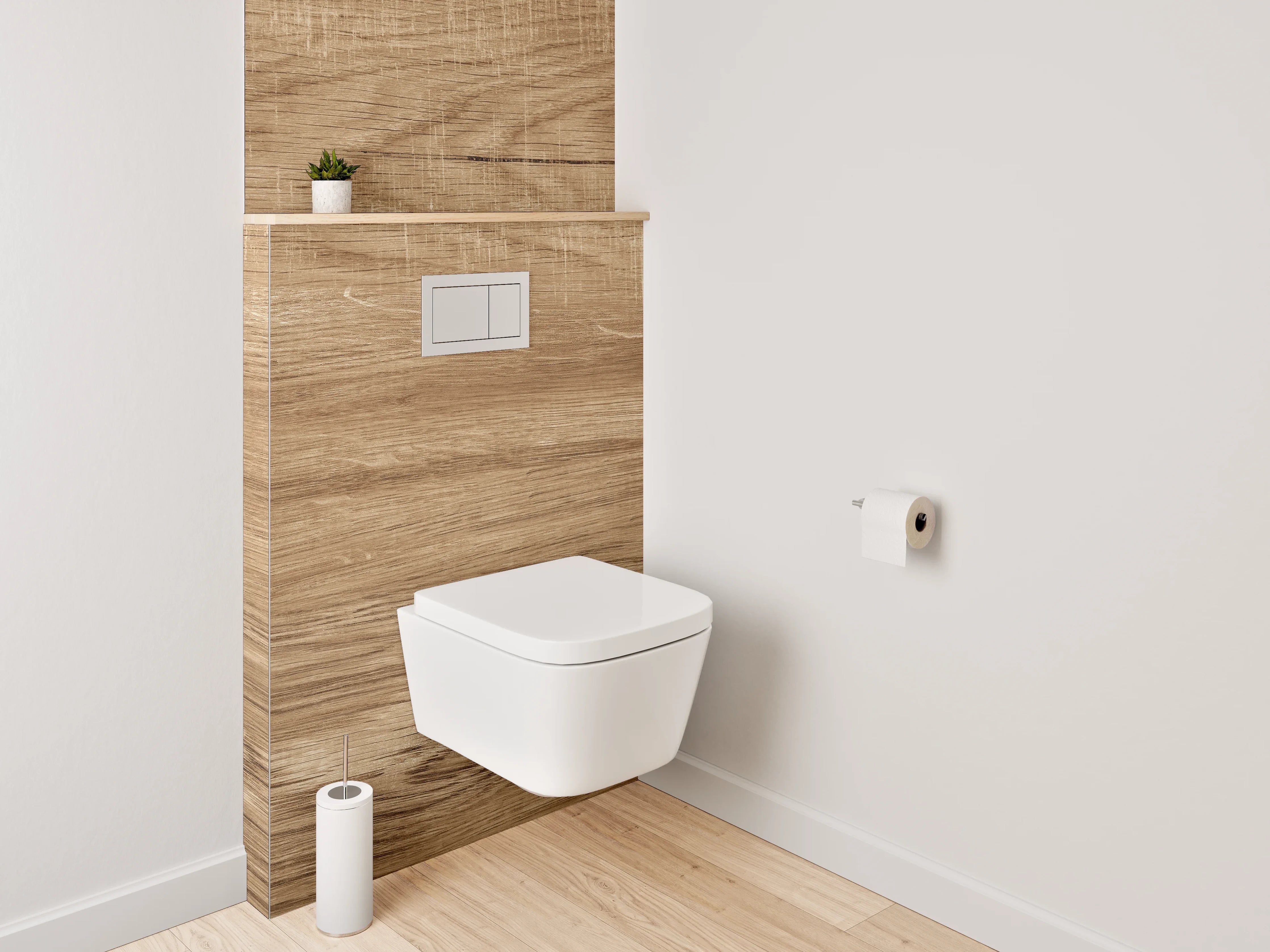 WC-Rückwand - Holzoptik hellbraun Landhausstil