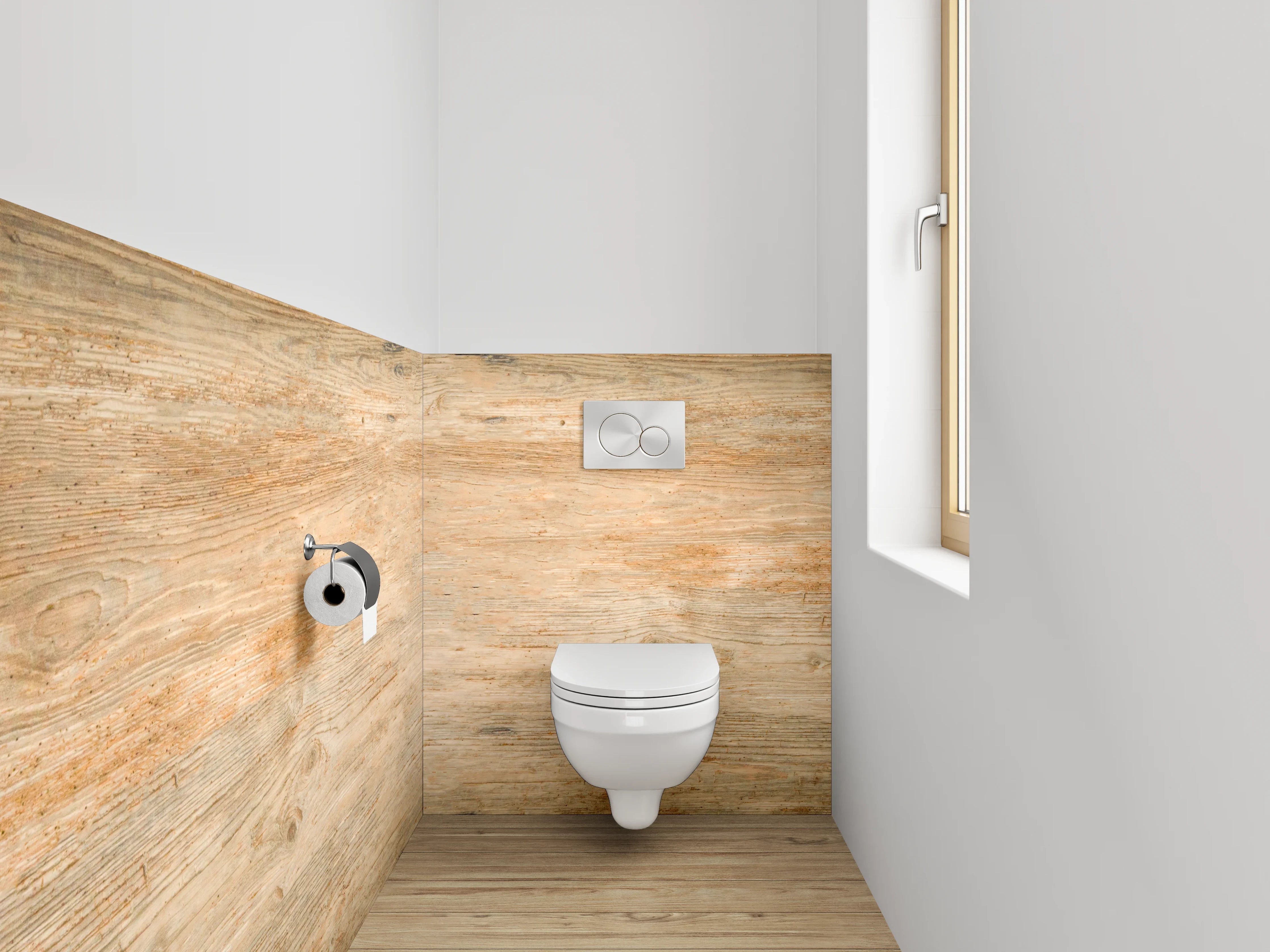 WC-Rückwand - Holzoptik im Naturstil