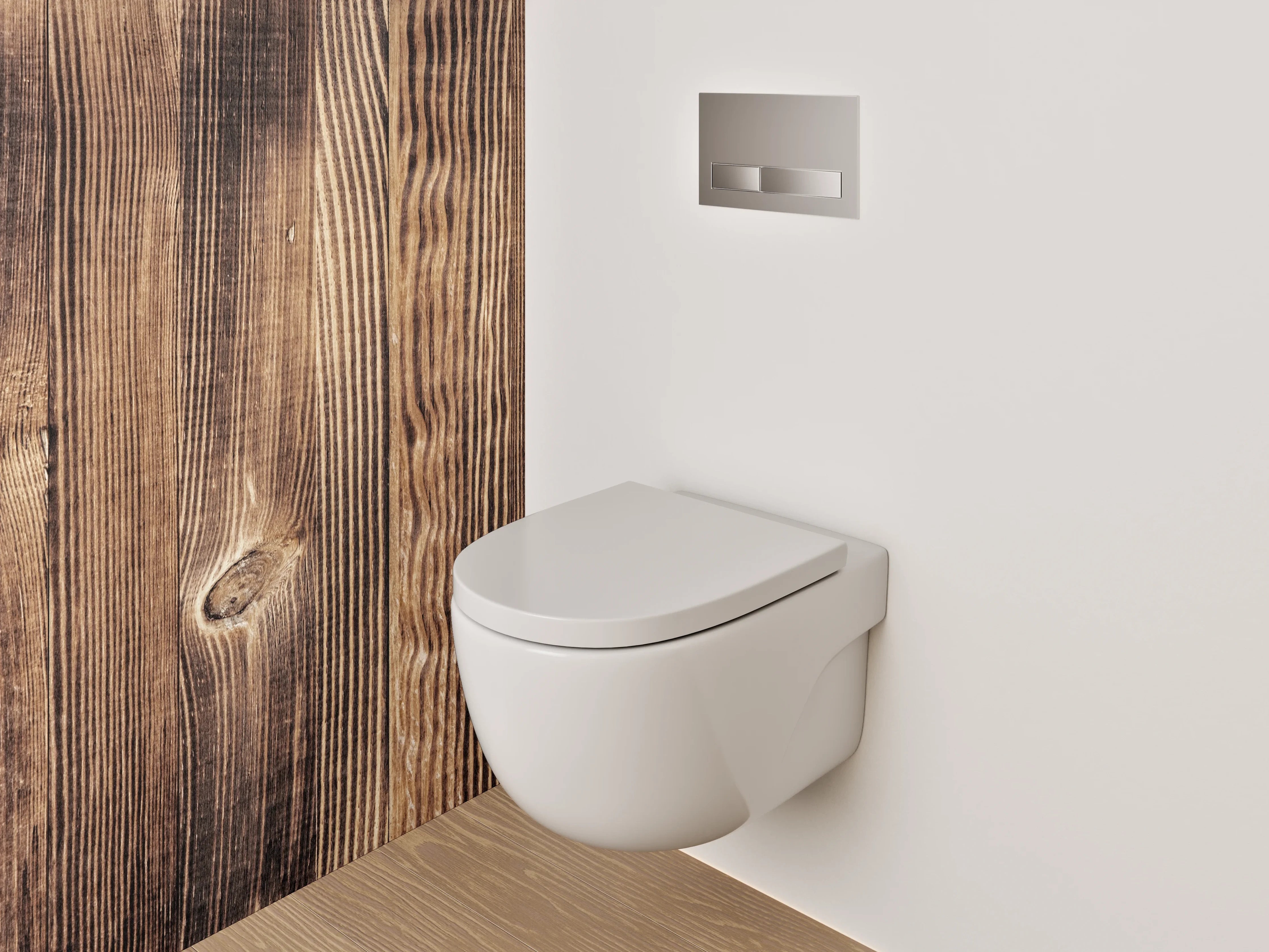 WC-Rückwand - Holzoptik in warmen Brauntönen