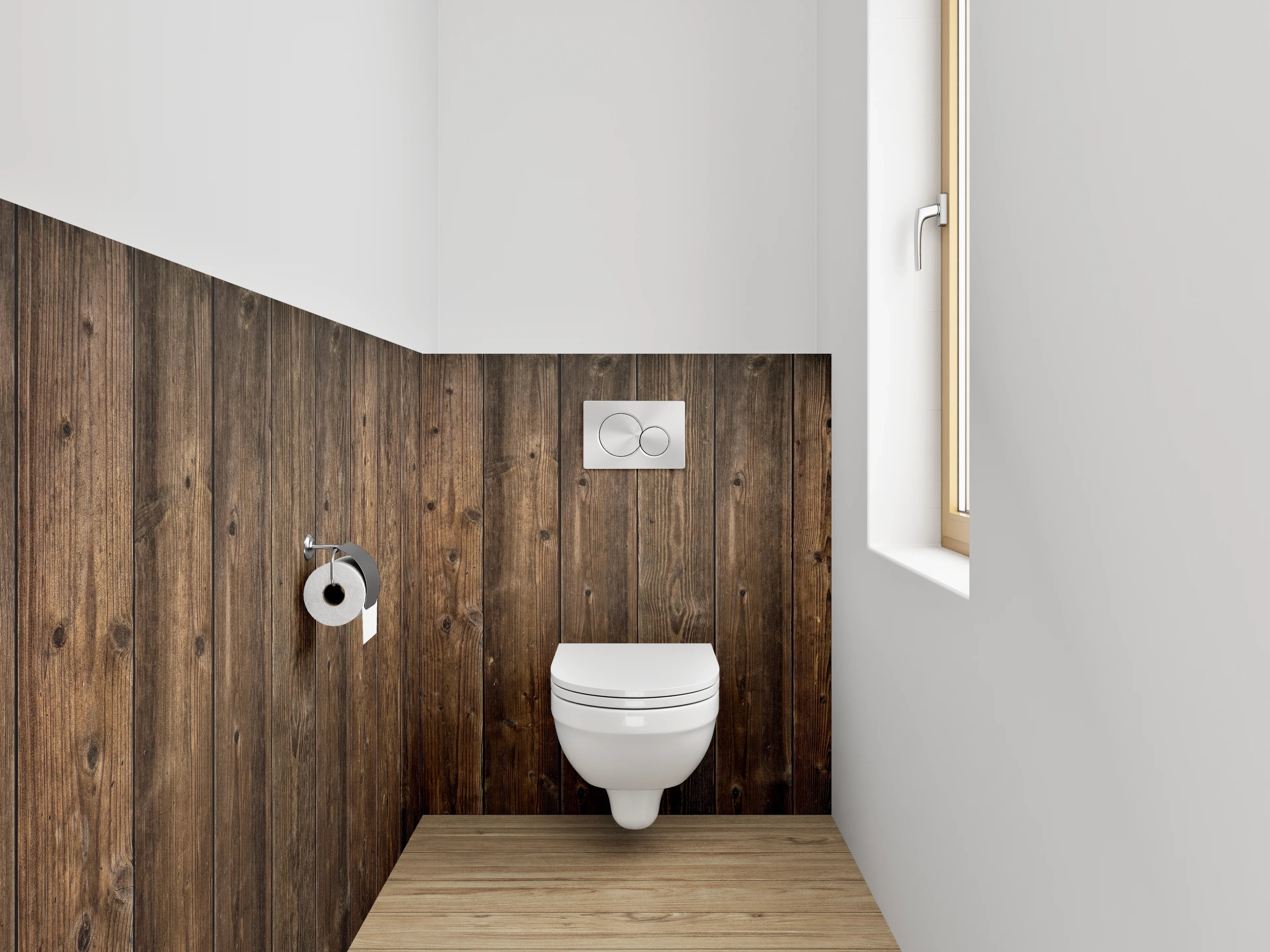 WC-Rückwand - Holzoptik rustikal braun Wanddekor
