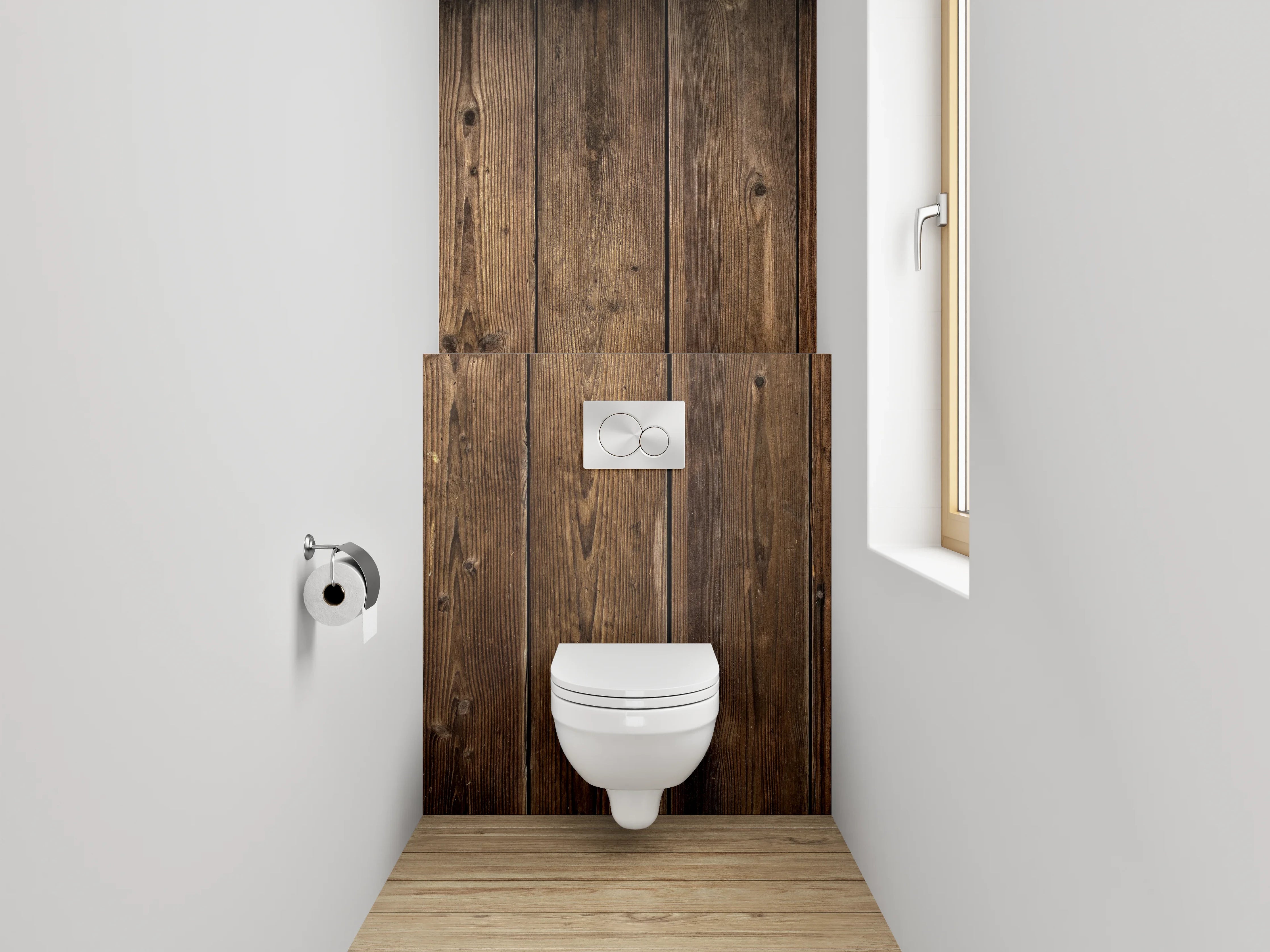 WC-Rückwand - Holzoptik rustikal braun Wanddekor