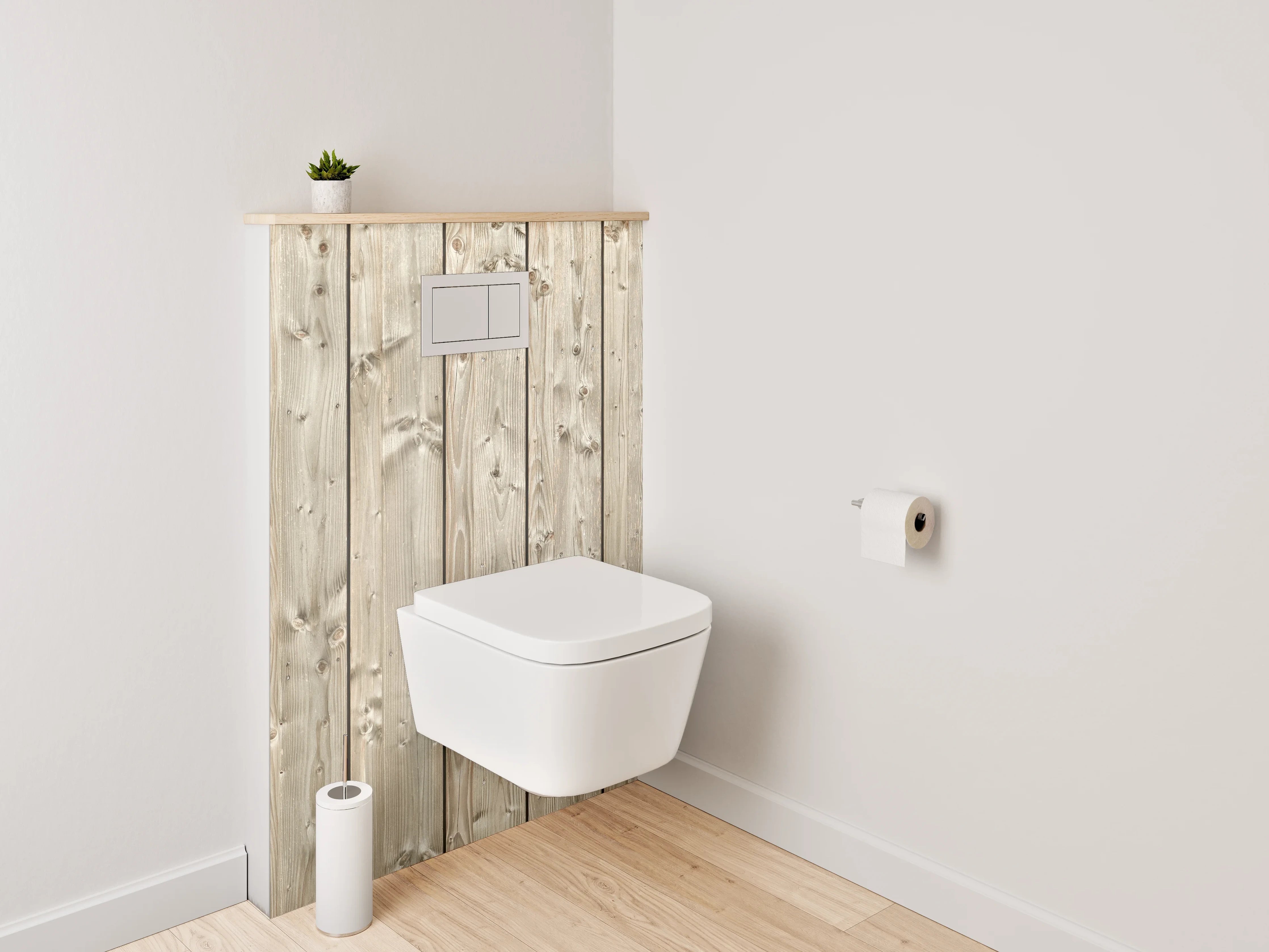 WC-Rückwand - Holzpaneele in natürlicher Optik