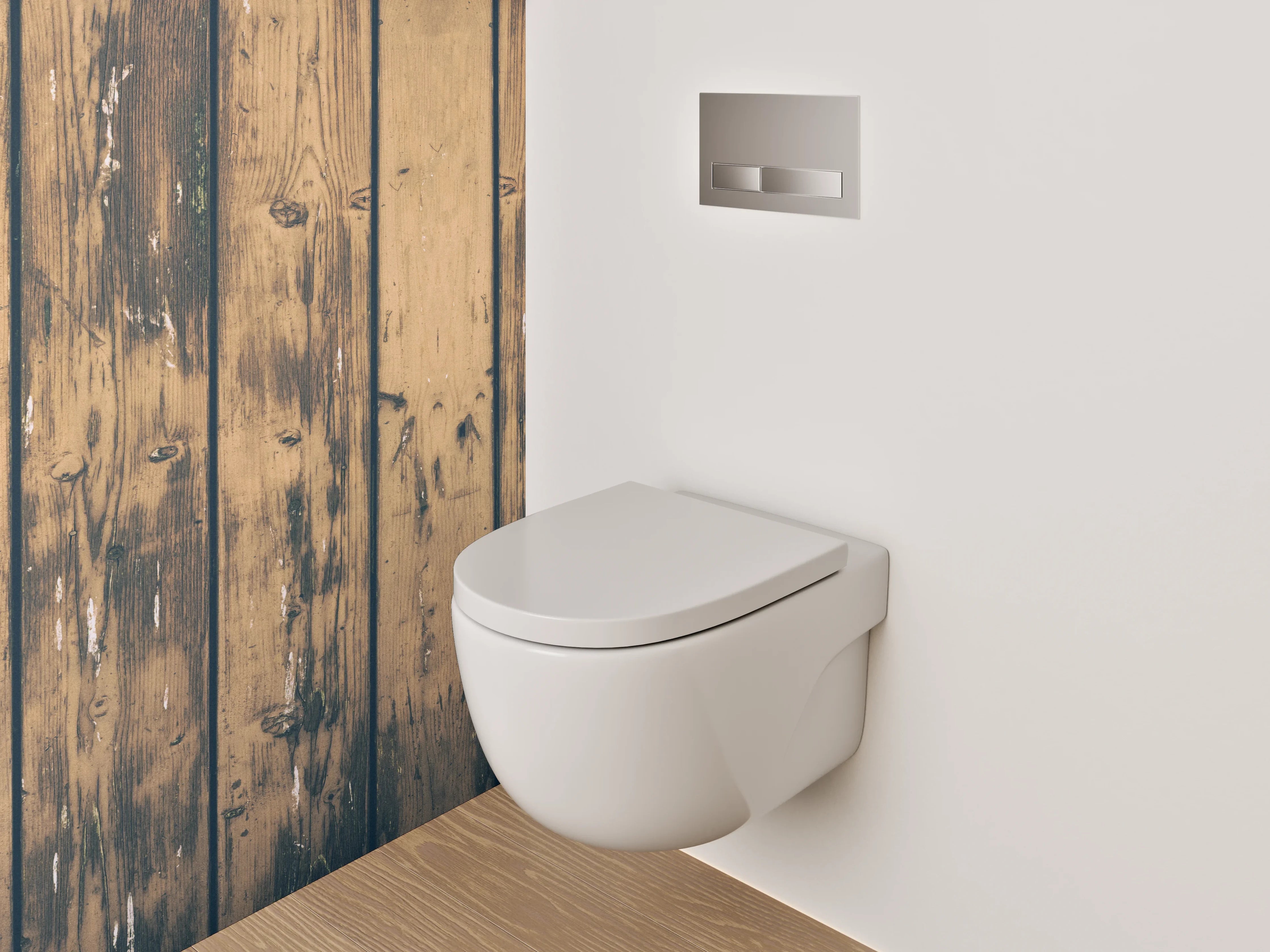 WC-Rückwand - Holzpaneele mit natürlicher Maserung