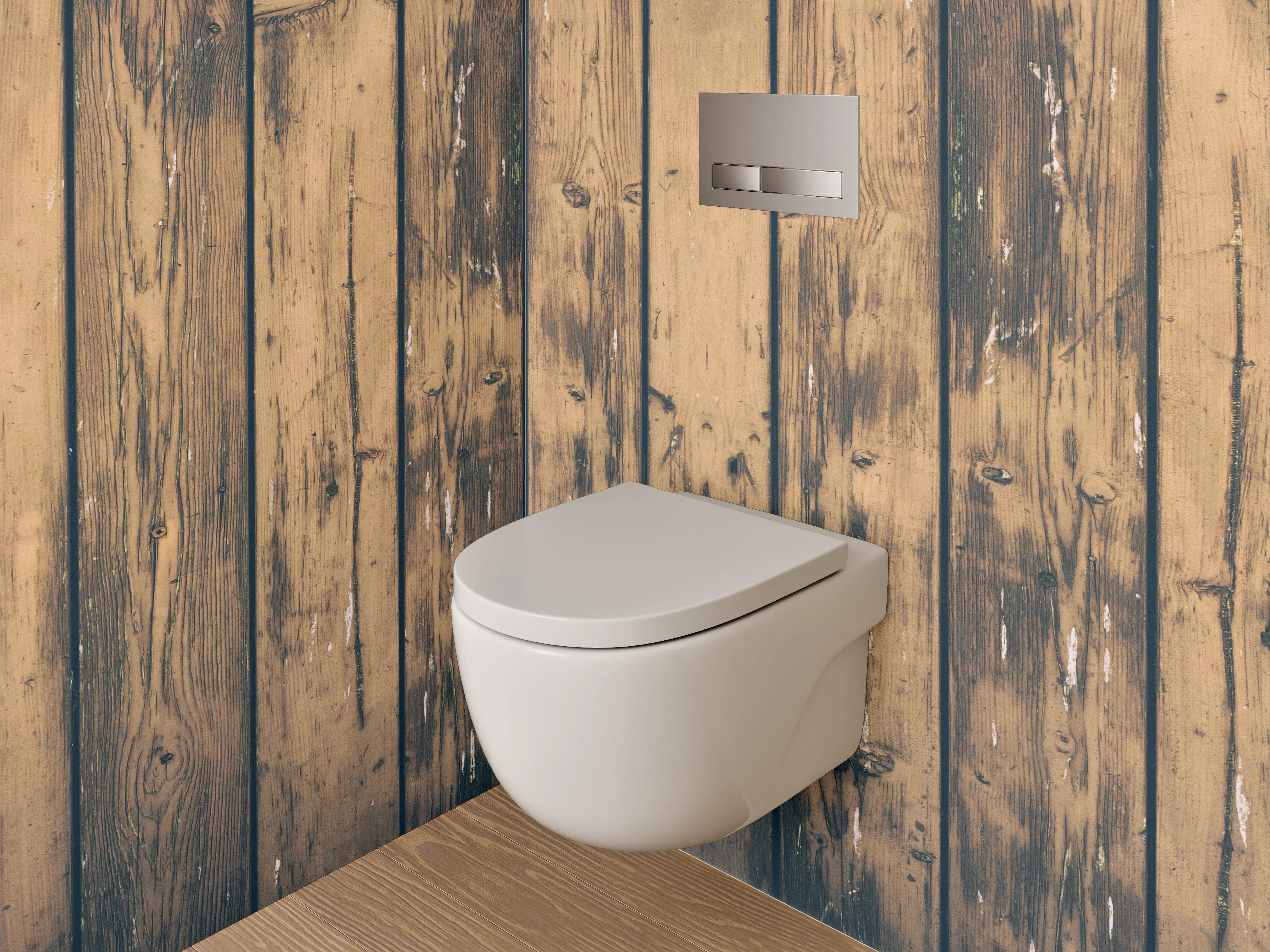 WC-Rückwand - Holzpaneele mit natürlicher Maserung