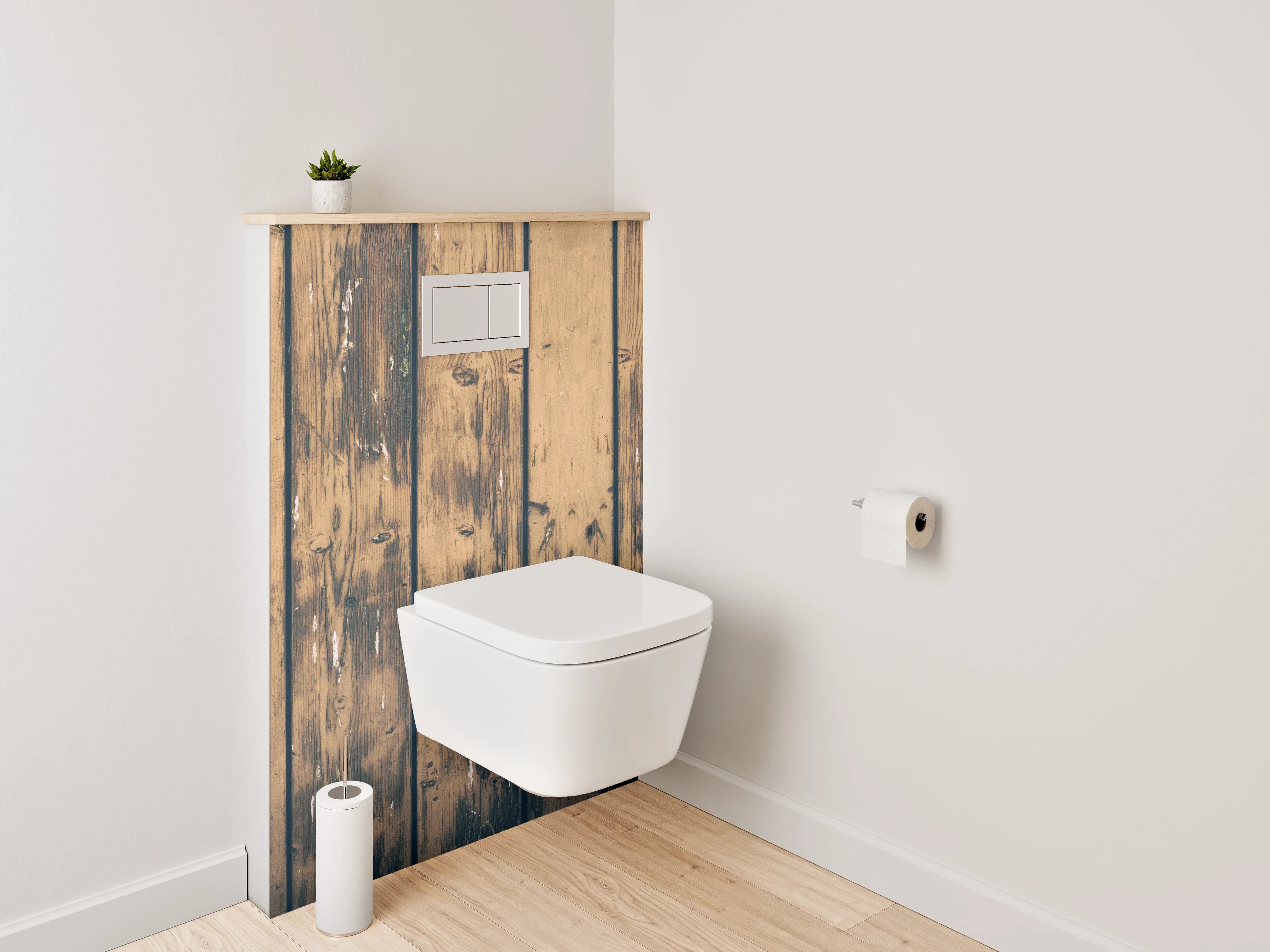 WC-Rückwand - Holzpaneele mit natürlicher Maserung