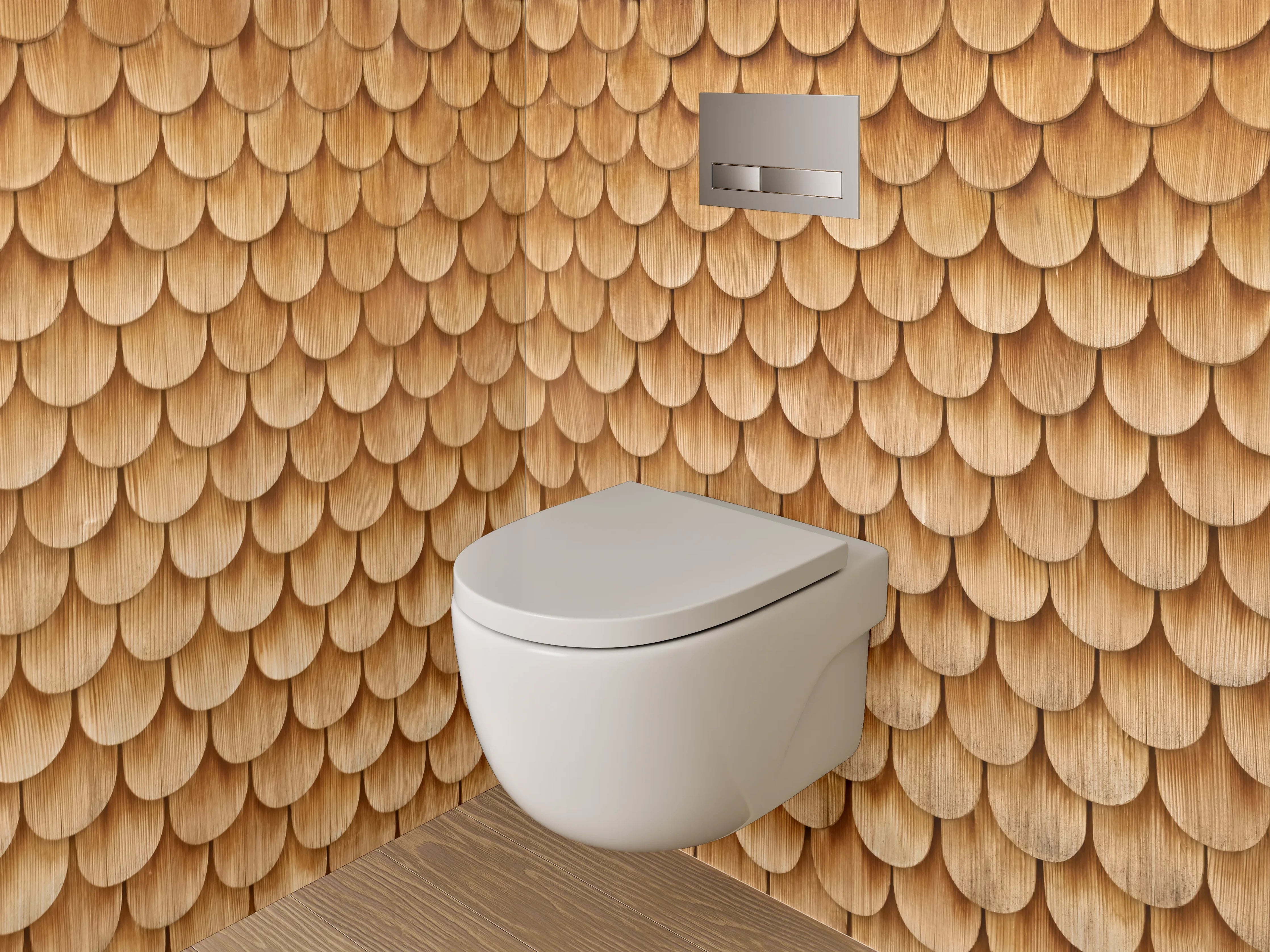 WC-Rückwand - Holzschindel-Muster in warmem Braun