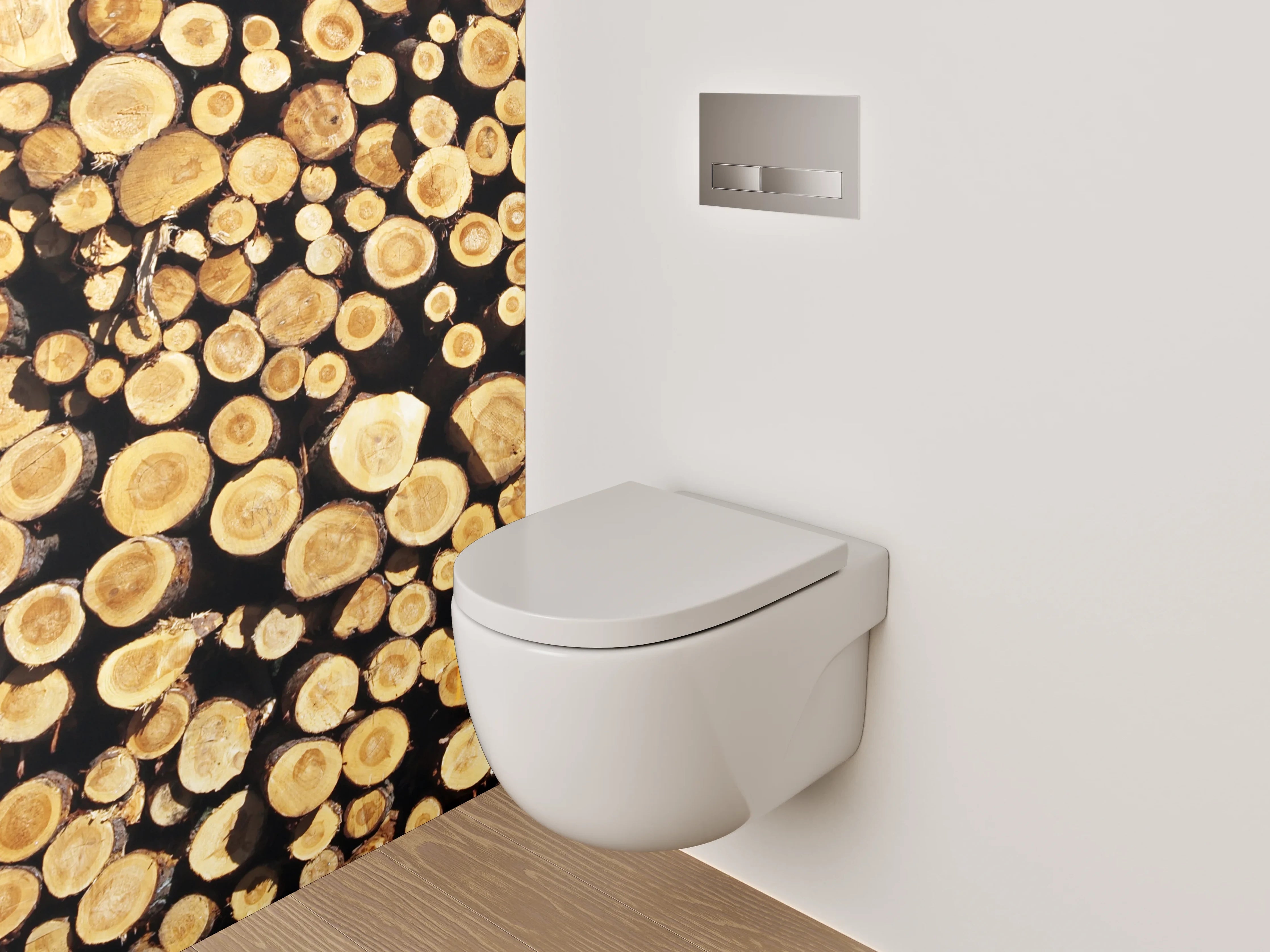 WC-Rückwand - Holzstapel natürlicher Charme