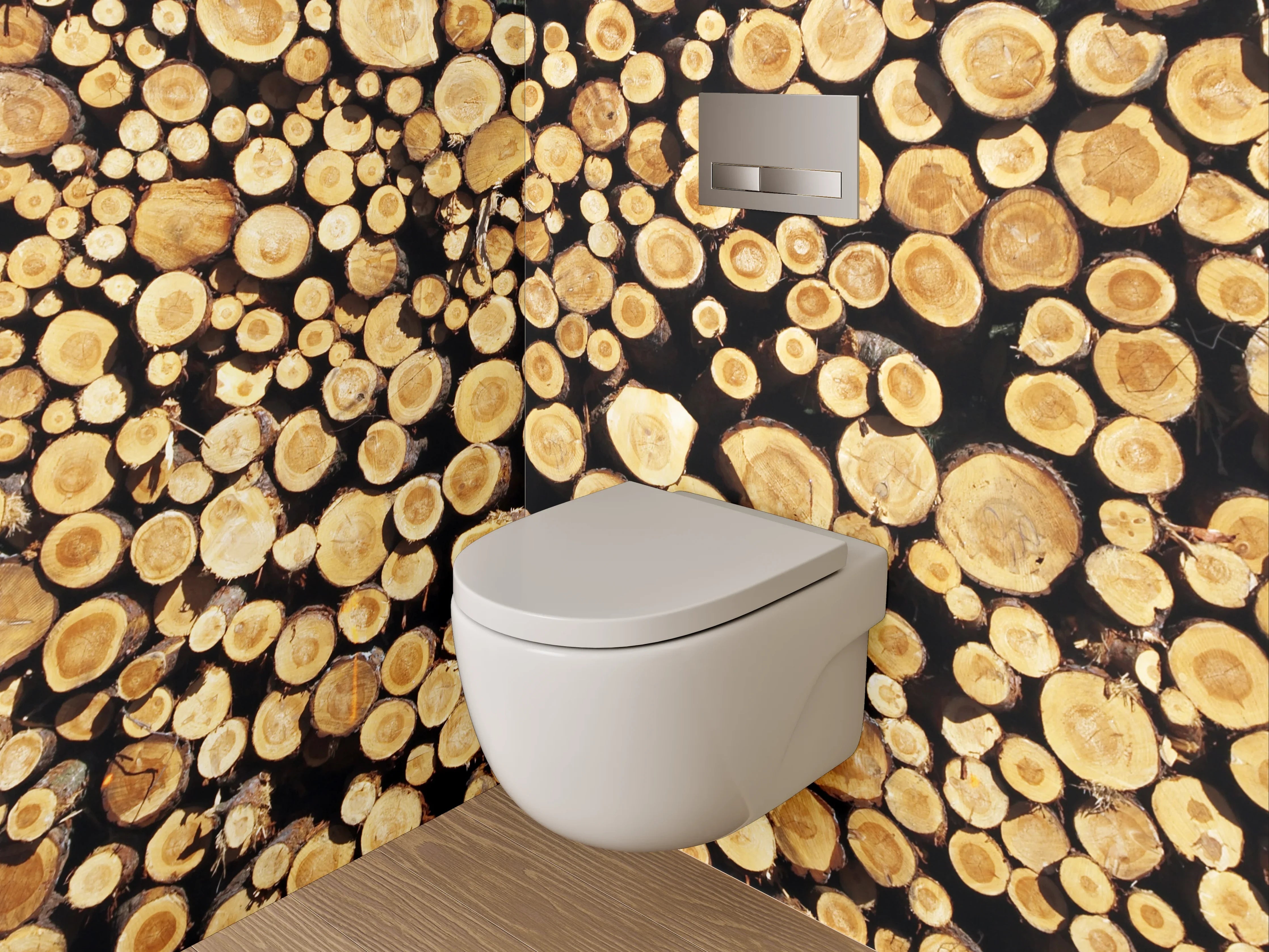 WC-Rückwand - Holzstapel natürlicher Charme