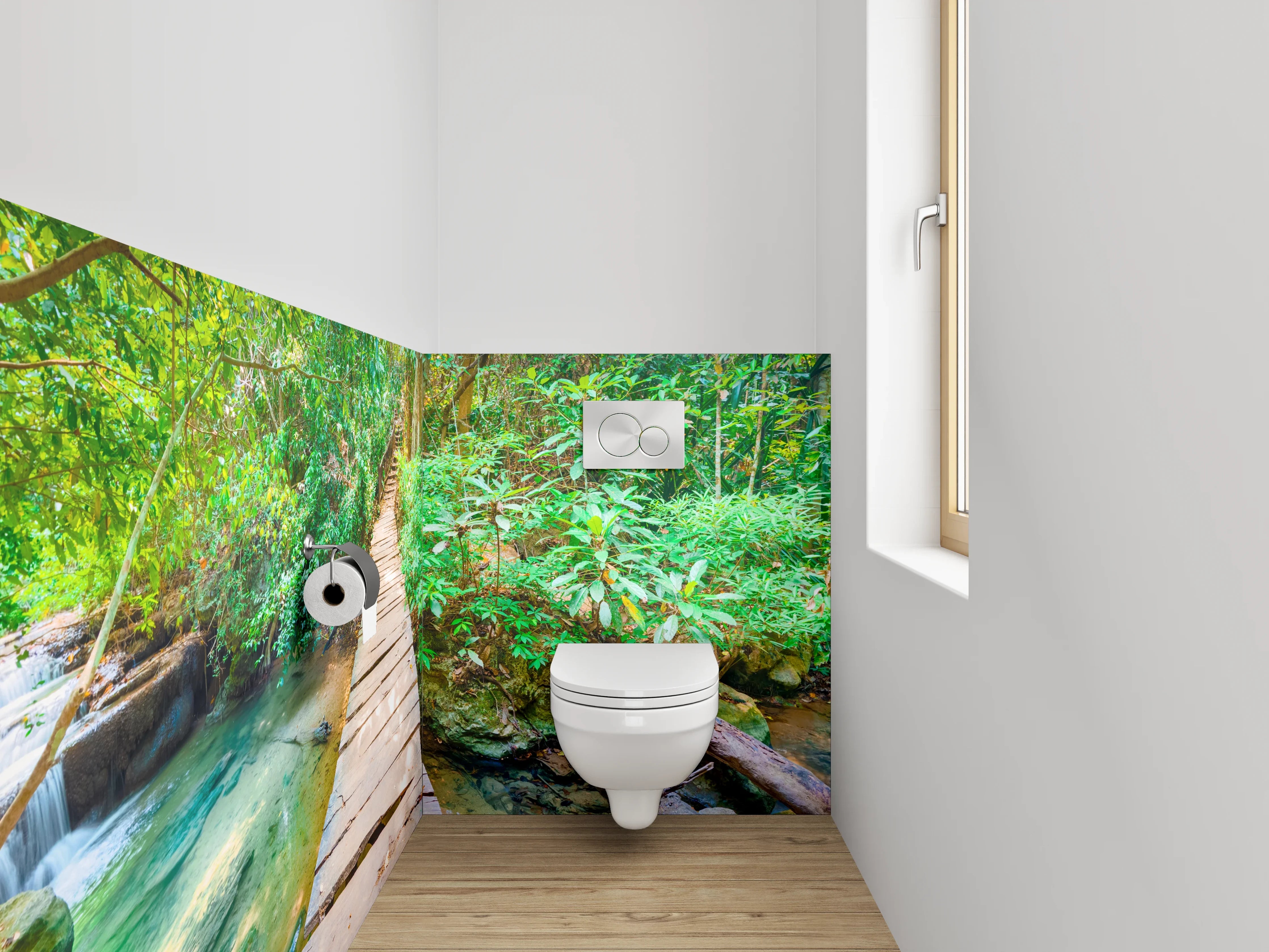 WC-Rückwand - Holzsteg im tropischen Wald