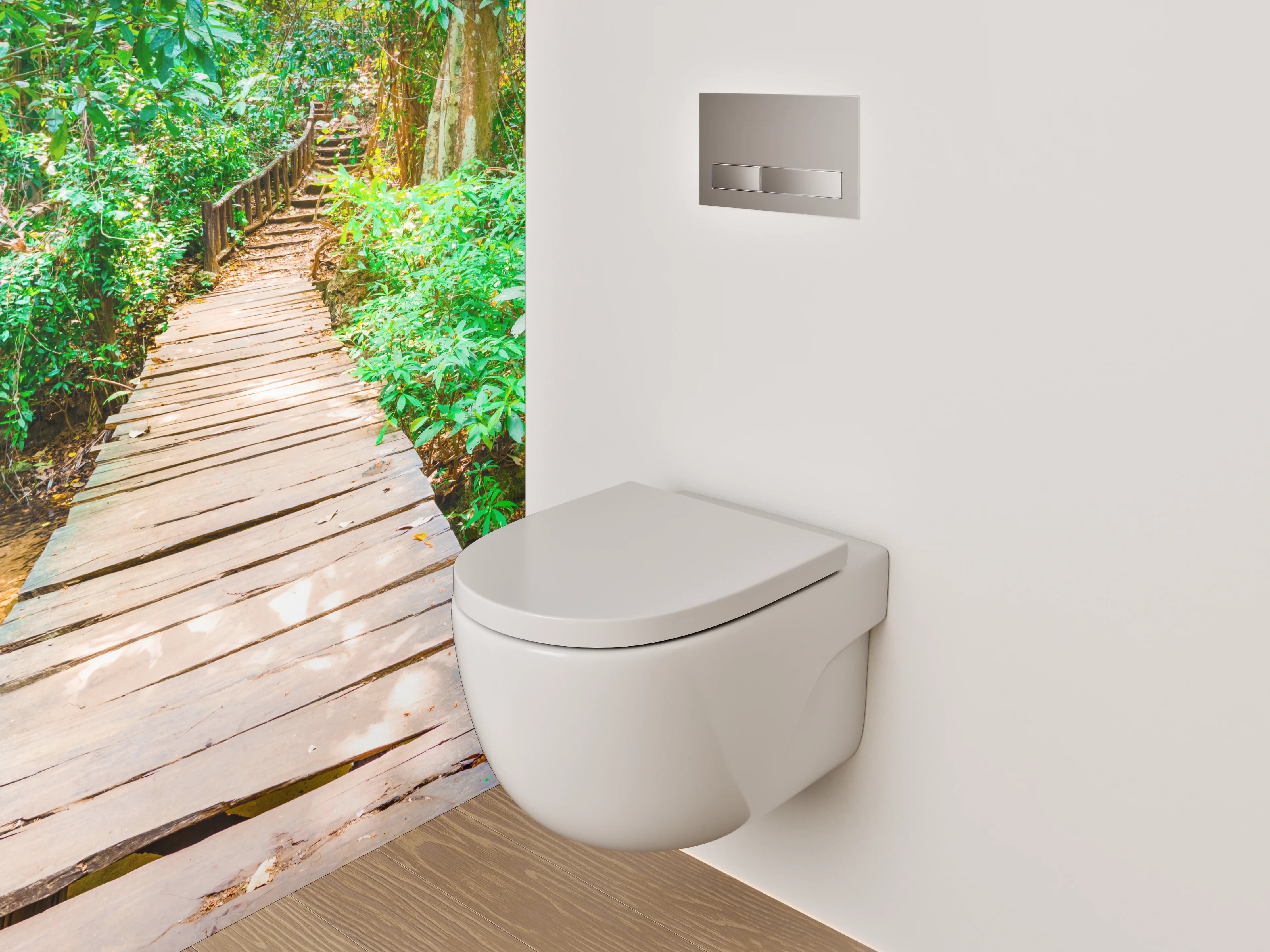 WC-Rückwand - Holzsteg im tropischen Wald