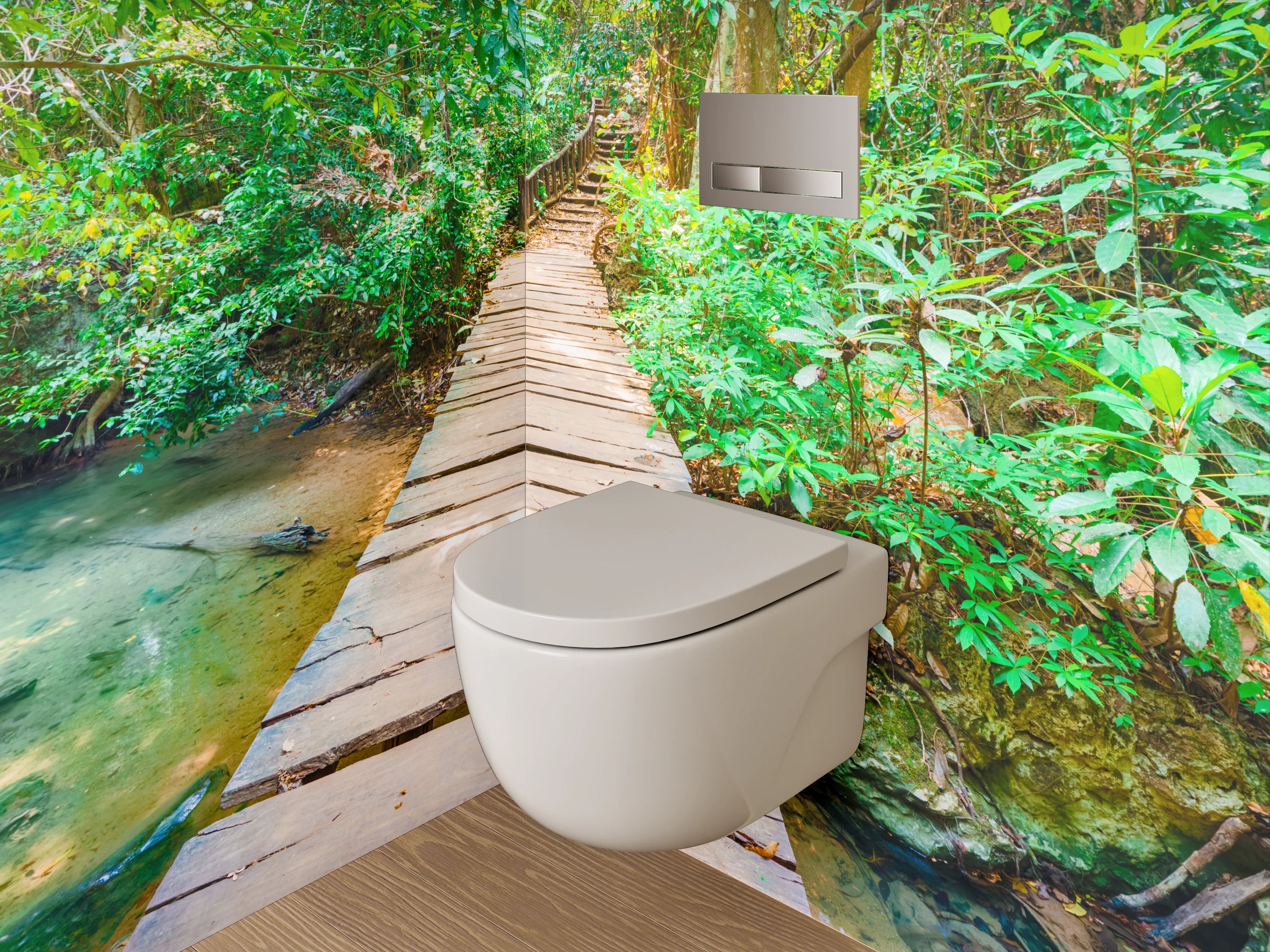 WC-Rückwand - Holzsteg im tropischen Wald