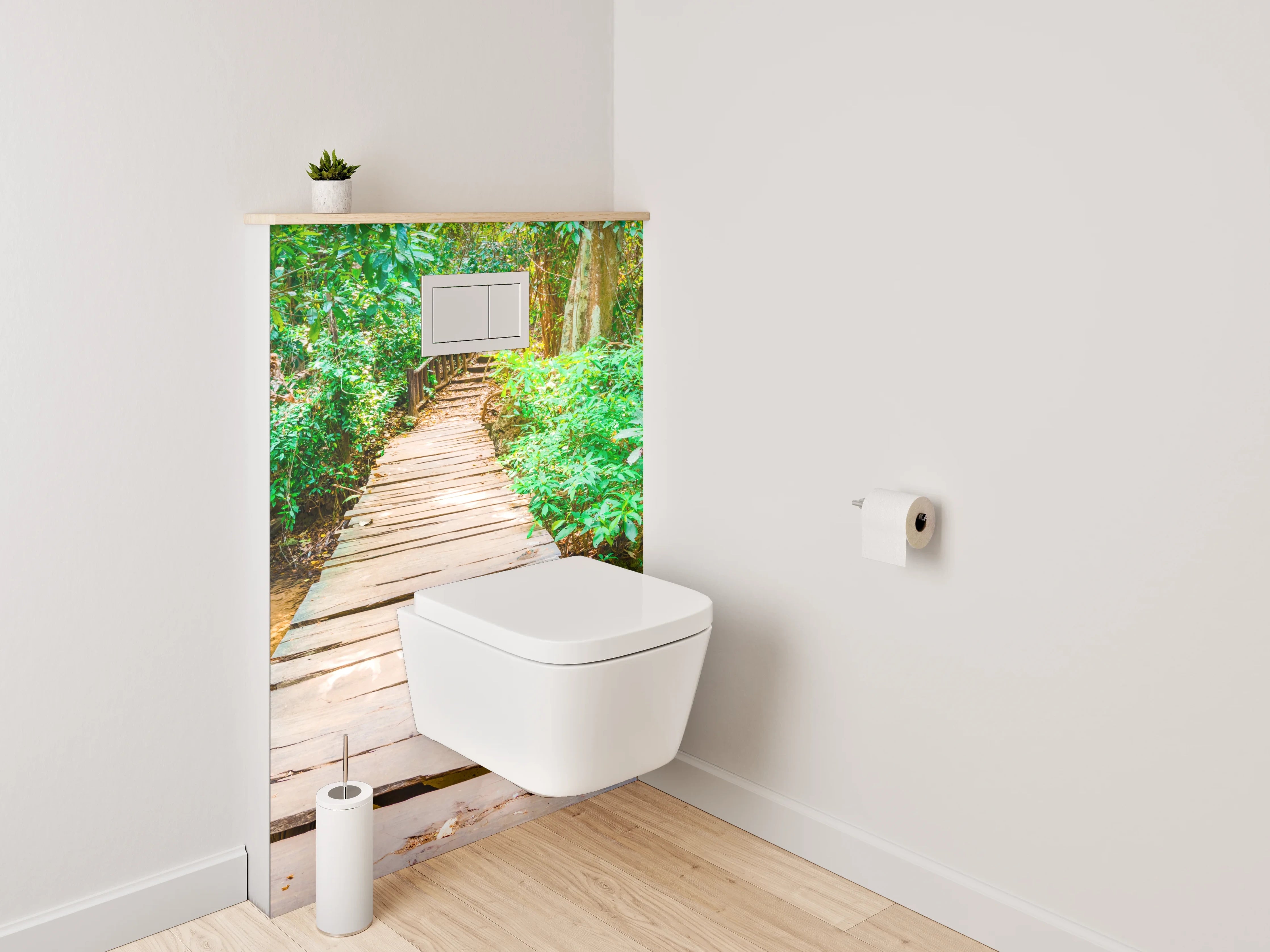 WC-Rückwand - Holzsteg im tropischen Wald