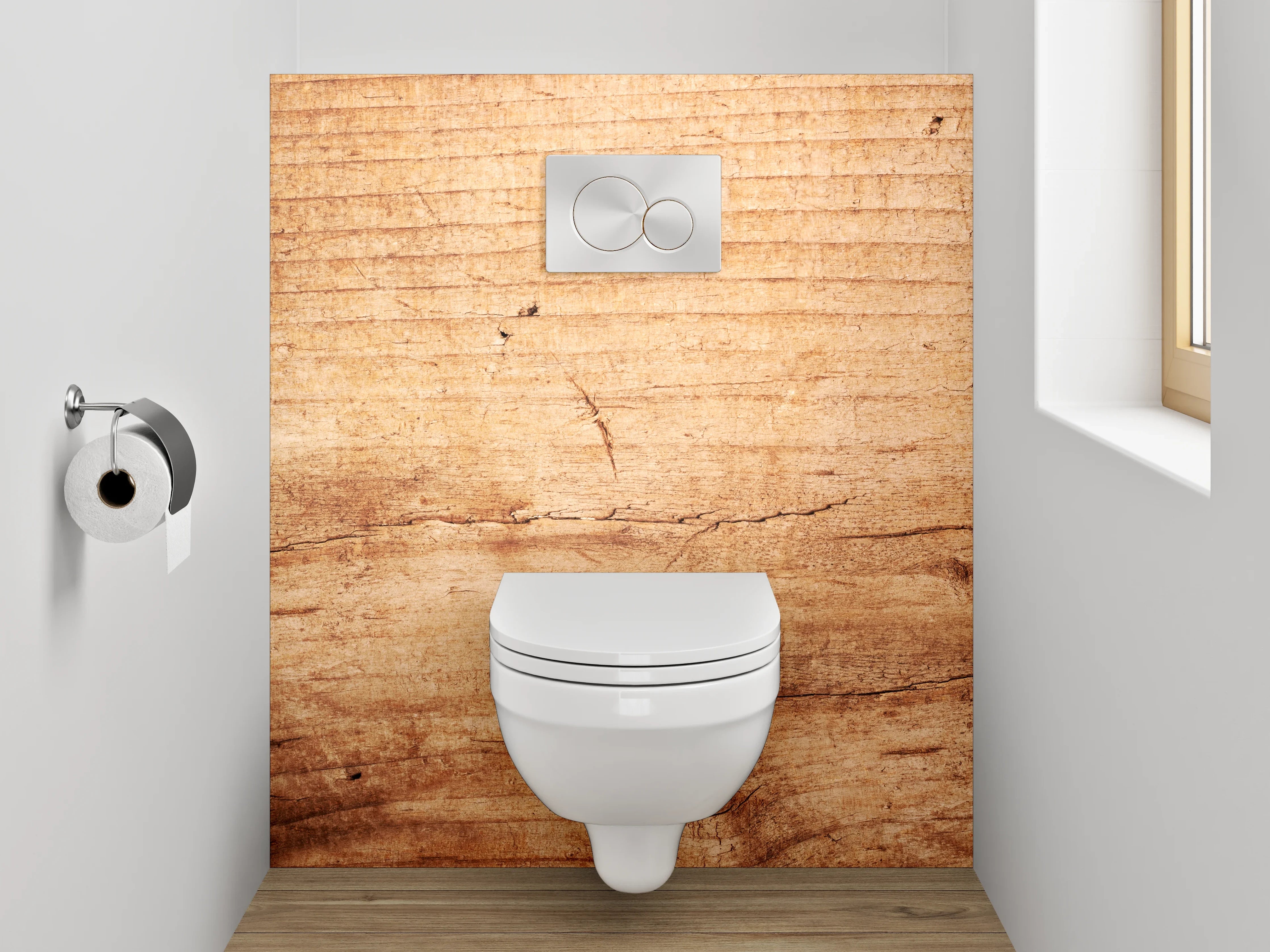 WC-Rückwand - Holzstruktur Natur Braun