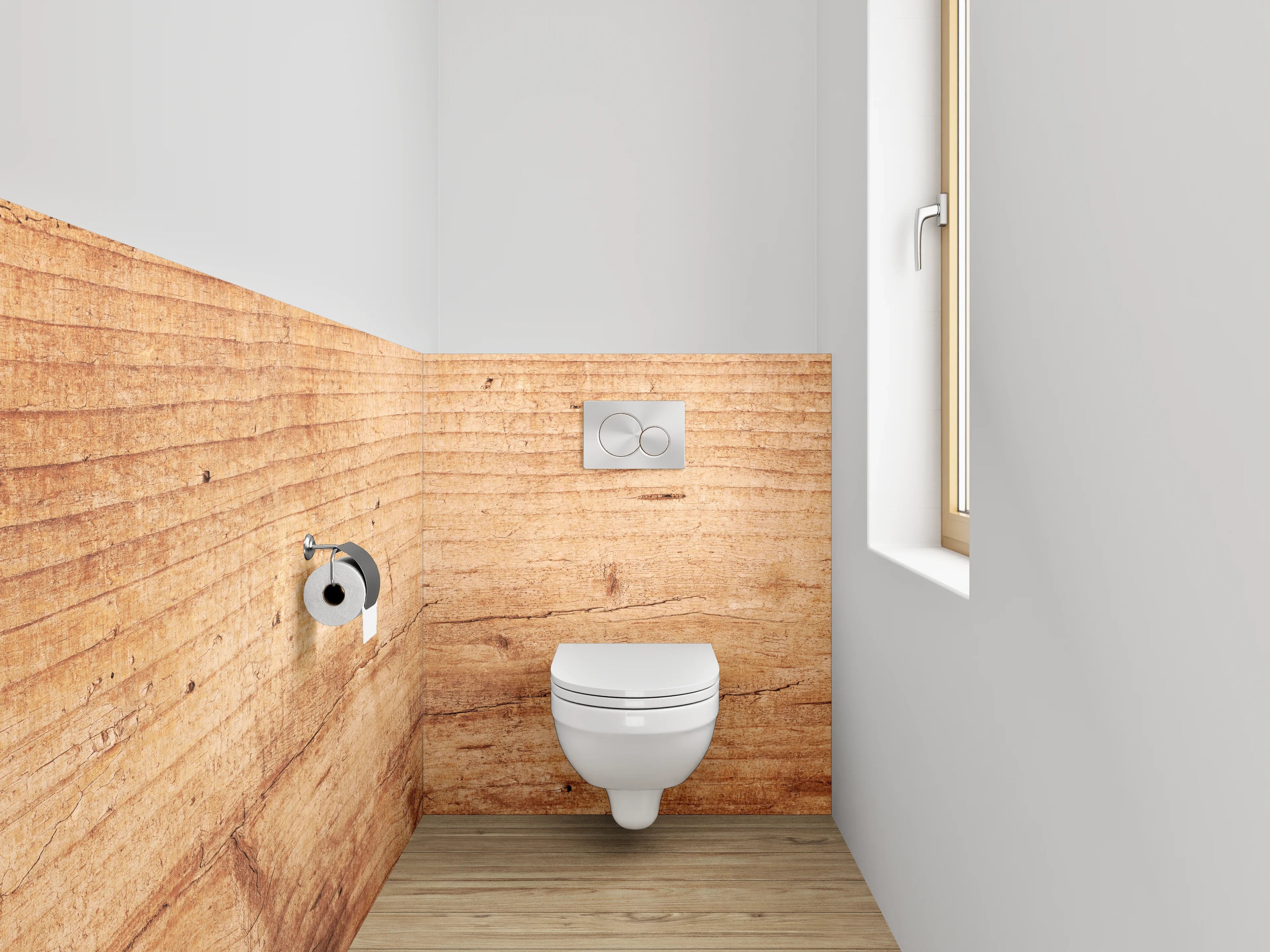 WC-Rückwand - Holzstruktur Natur Braun