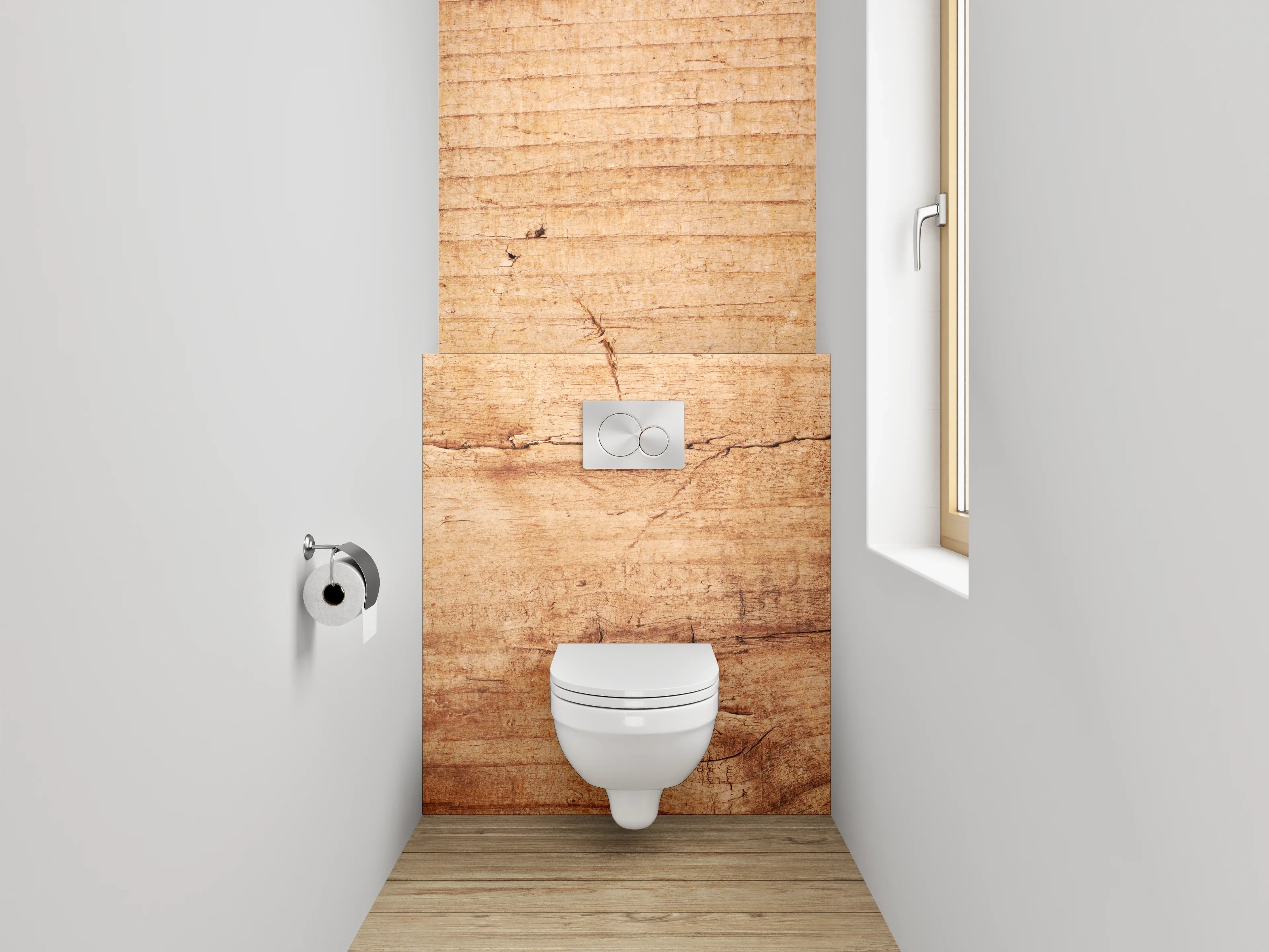 WC-Rückwand - Holzstruktur Natur Braun
