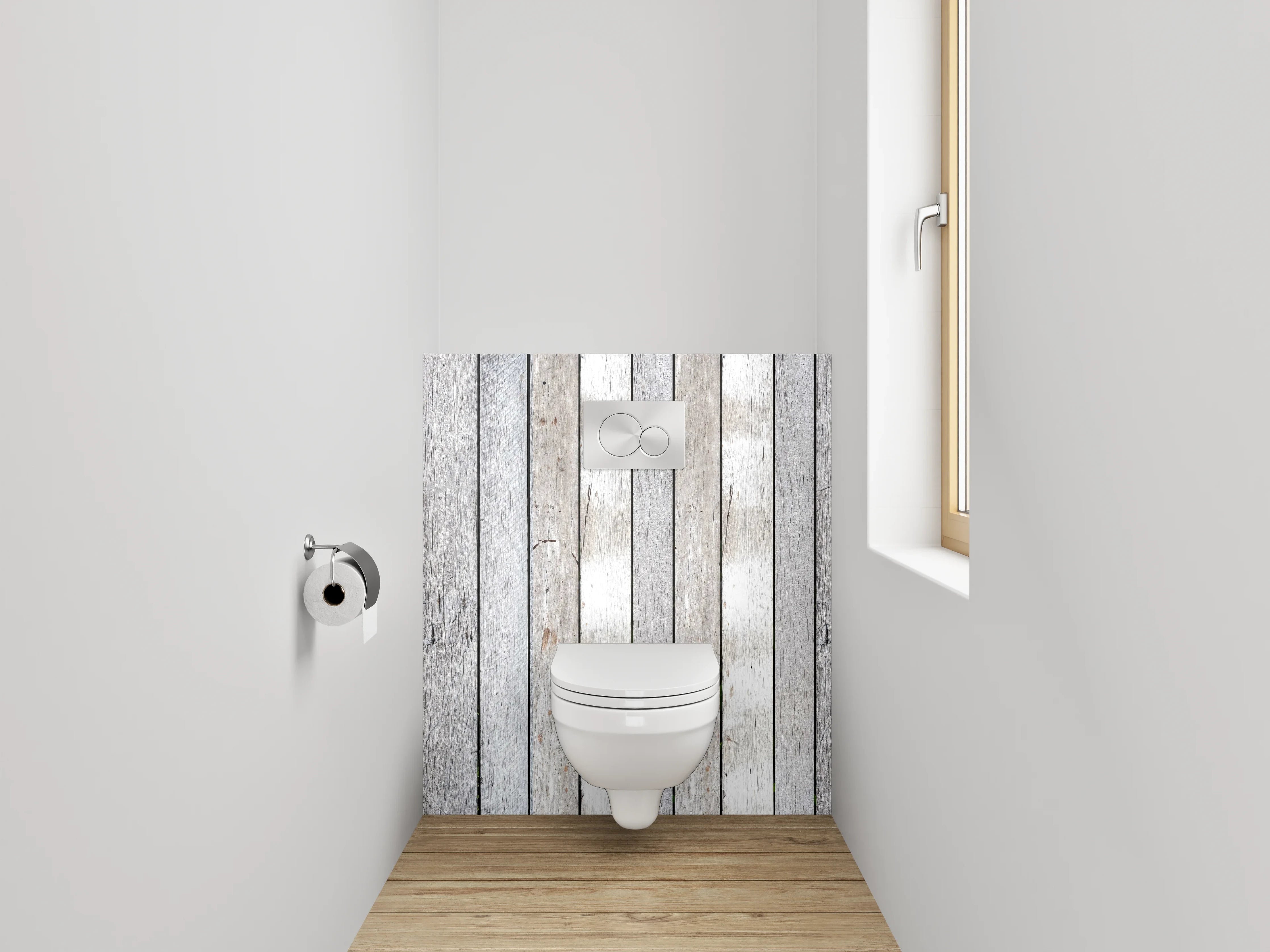 WC-Rückwand - Holzverkleidung in Grau