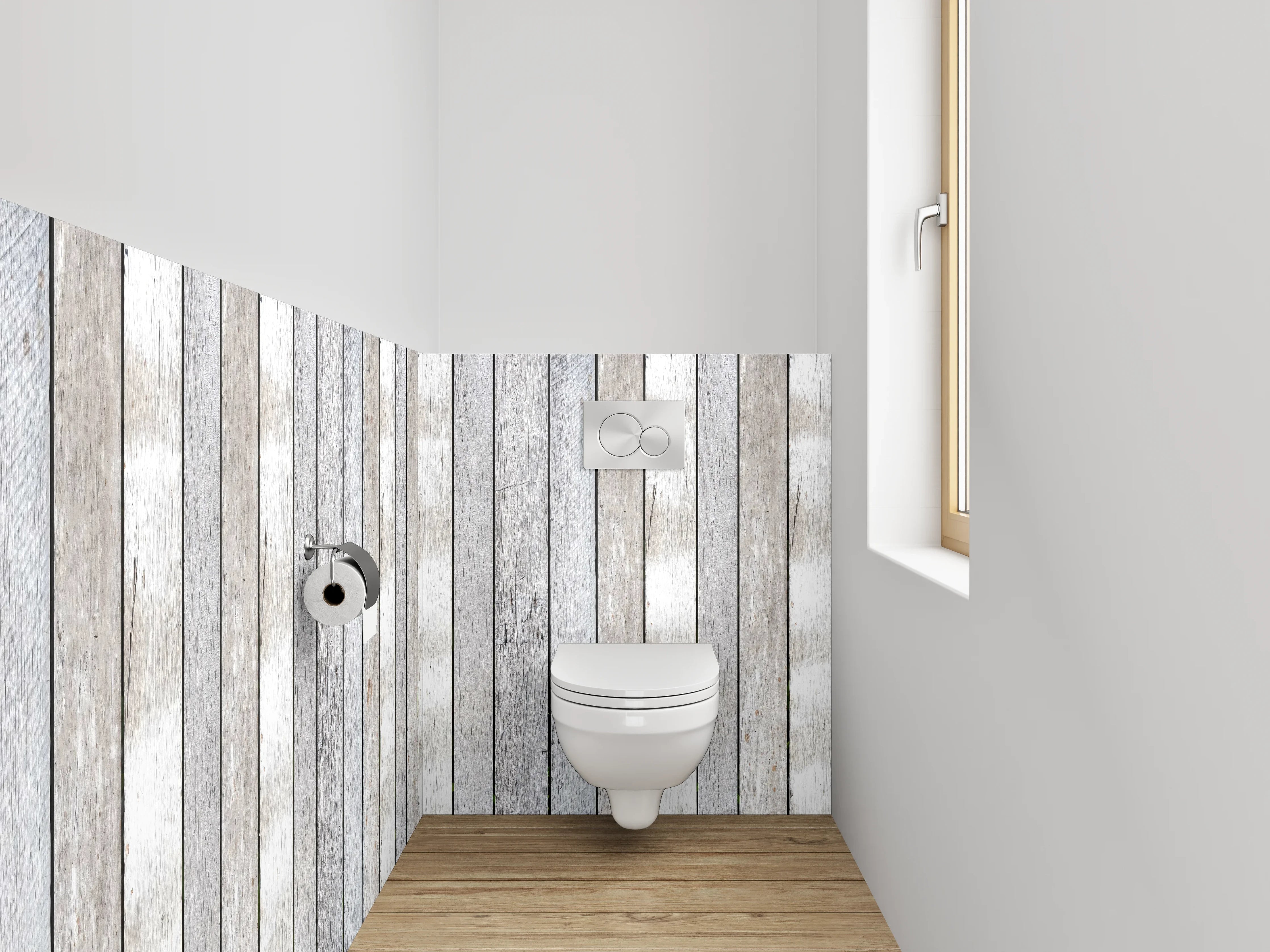 WC-Rückwand - Holzverkleidung in Grau