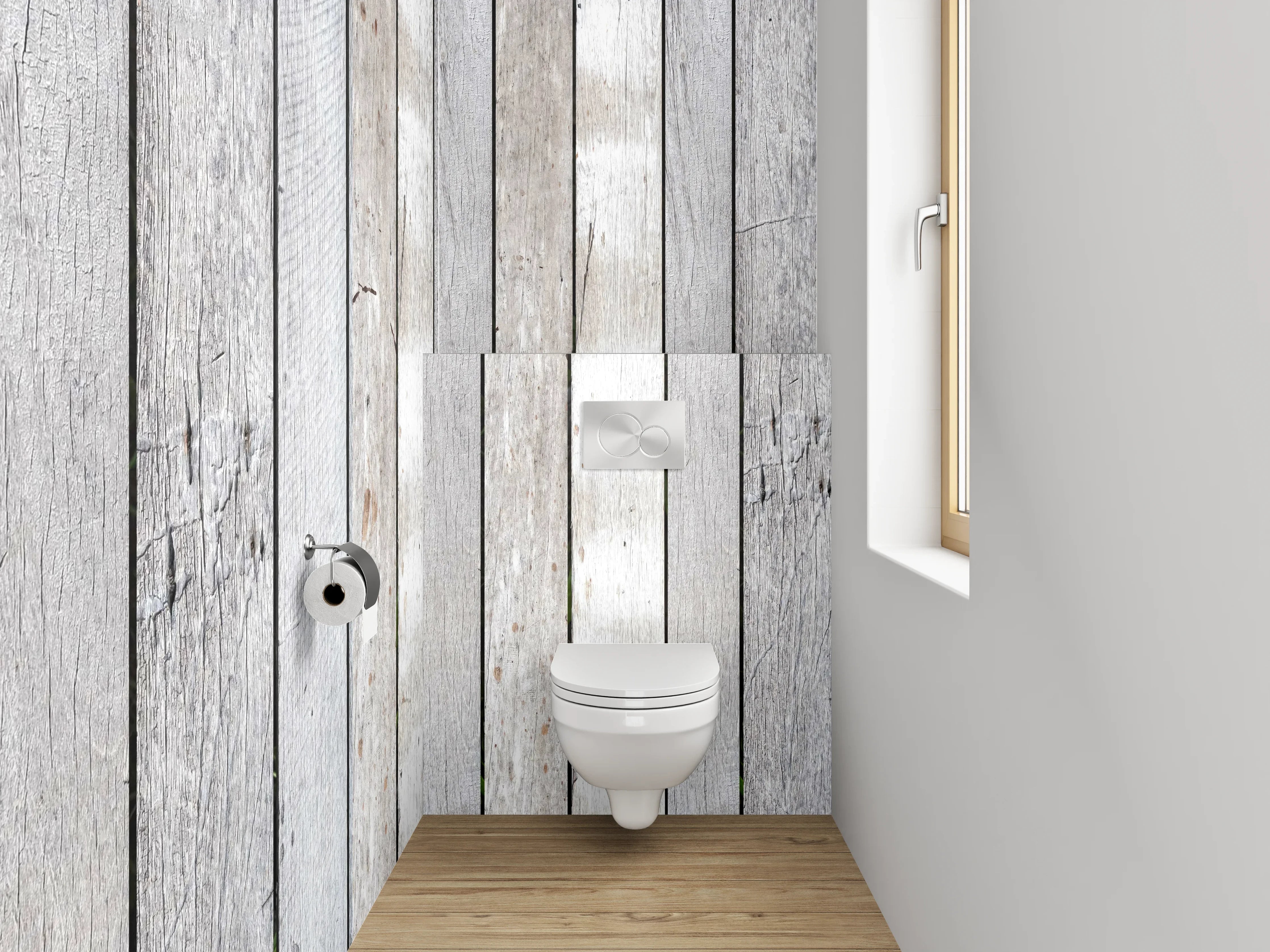 WC-Rückwand - Holzverkleidung in Grau