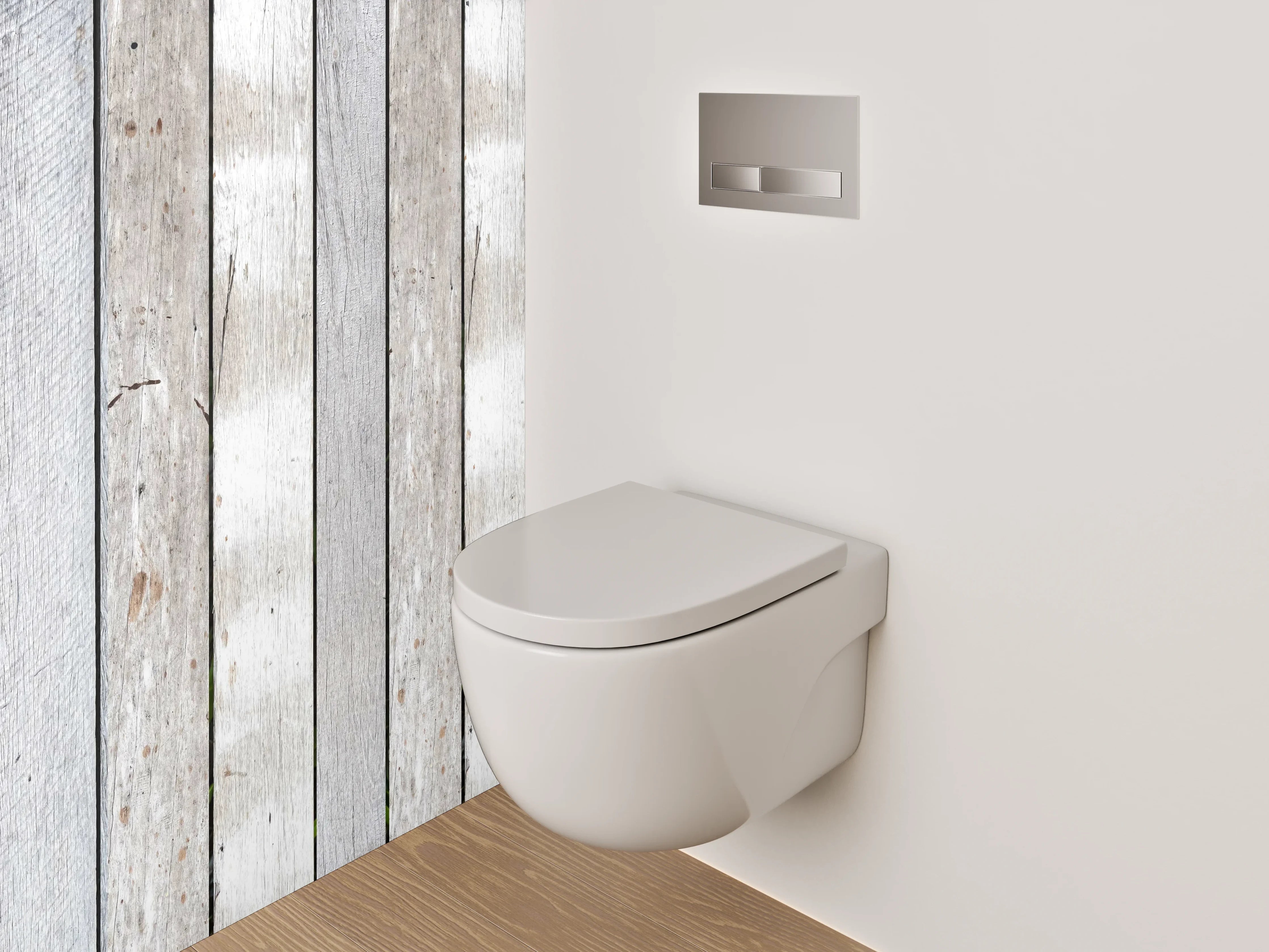 WC-Rückwand - Holzverkleidung in Grau