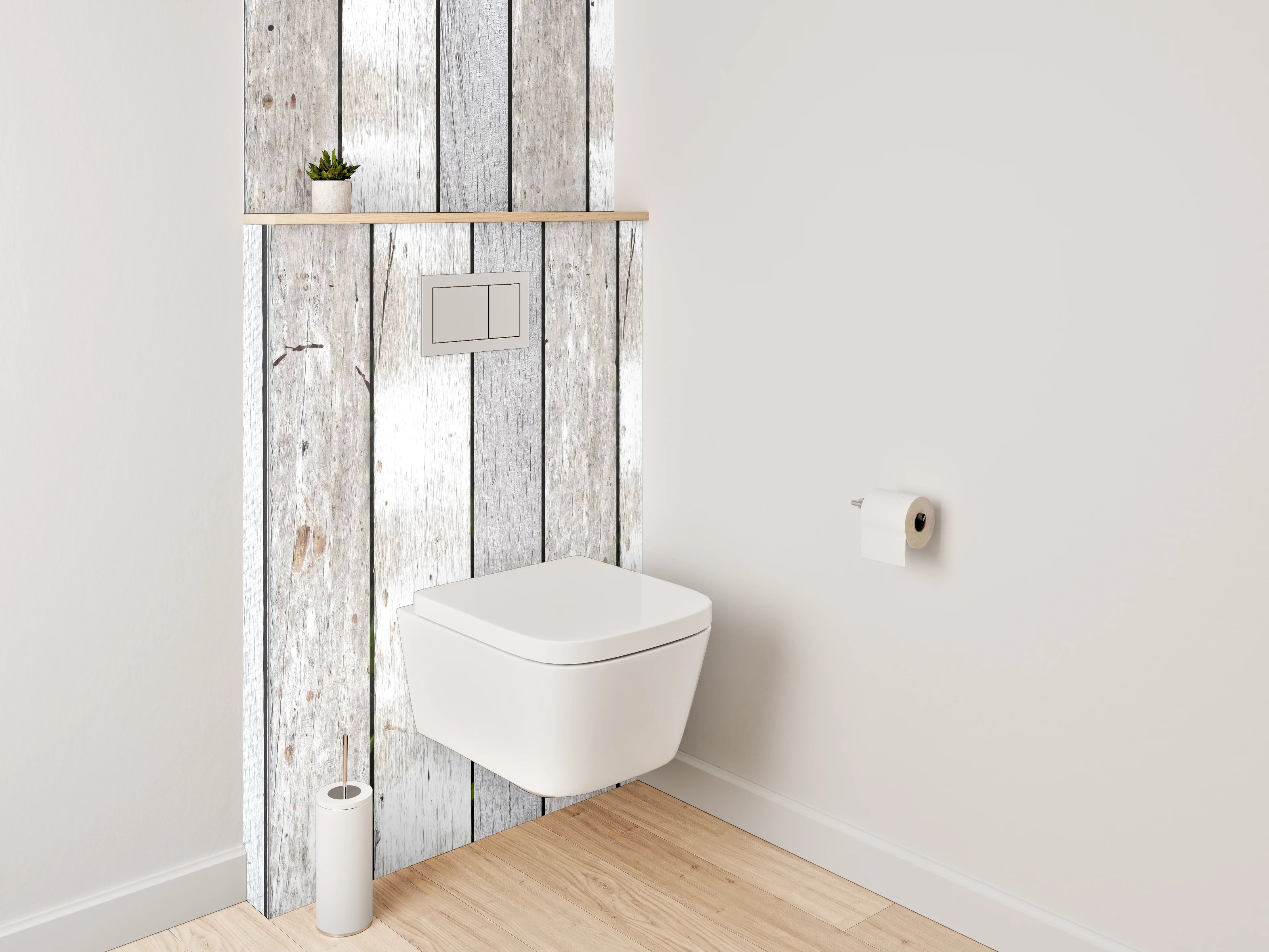 WC-Rückwand - Holzverkleidung in Grau