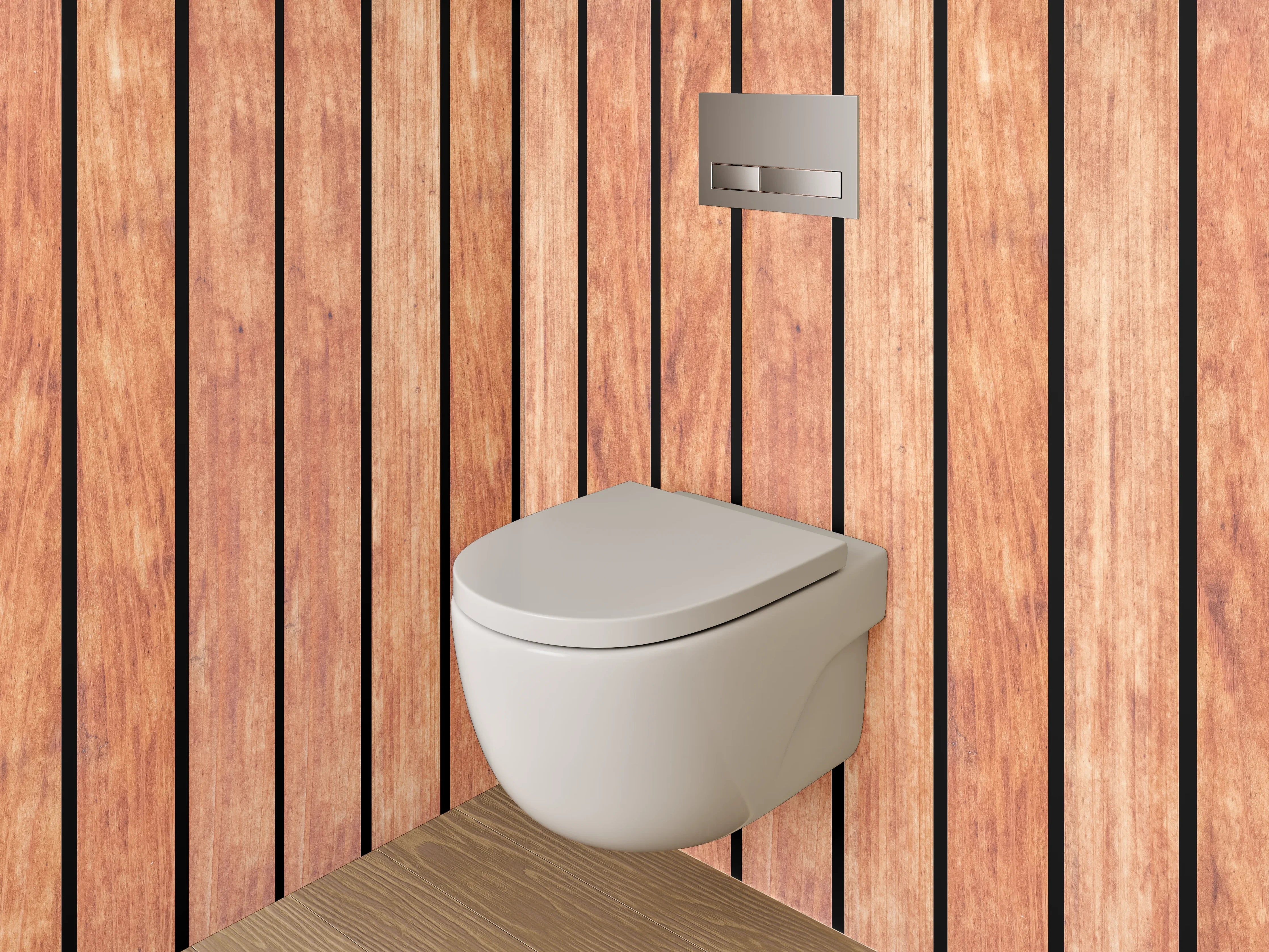 WC-Rückwand - Holzverkleidung mit vertikaler Linienstruktur