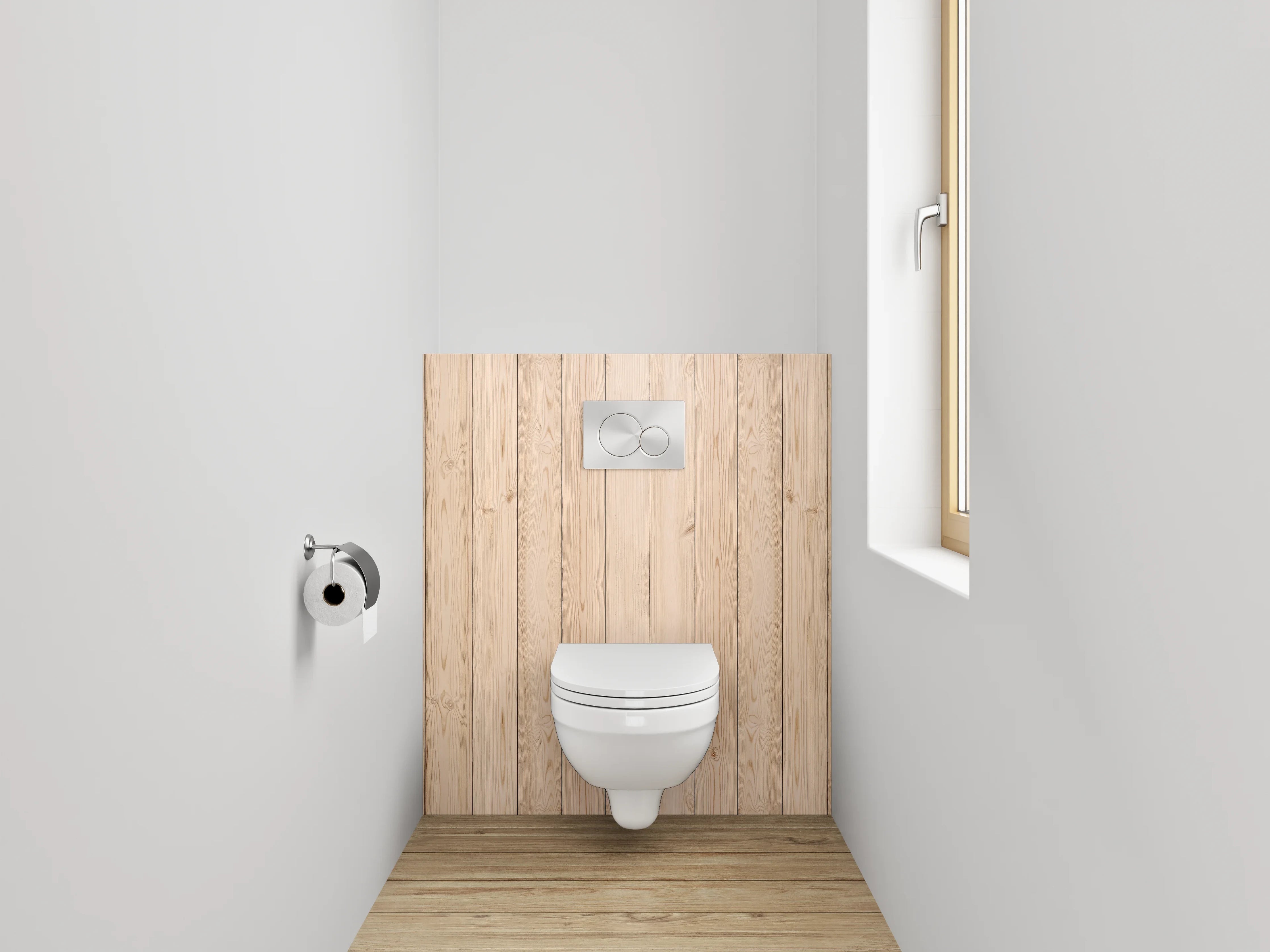 WC-Rückwand - Holzwand aus Naturholzlatten