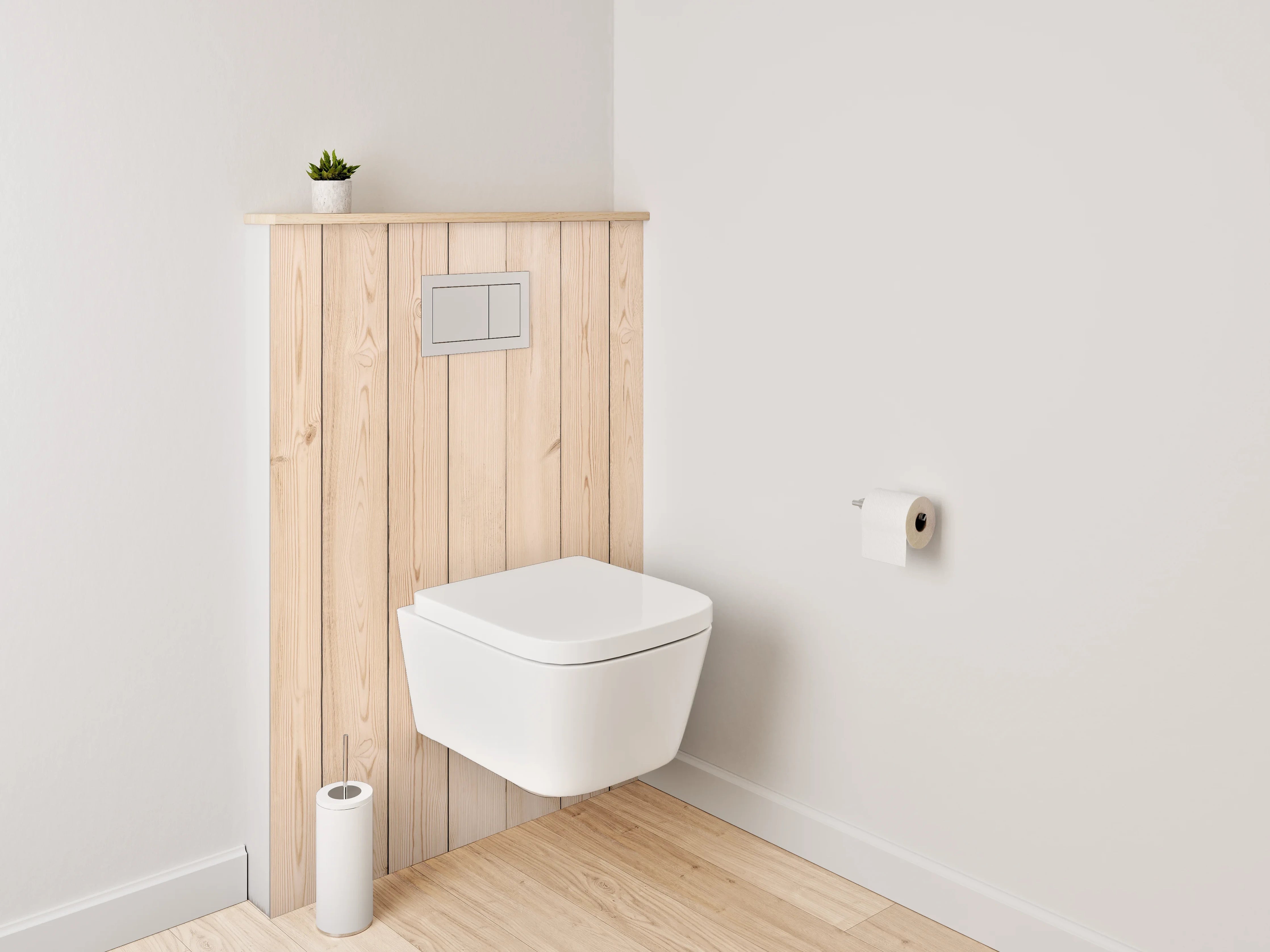 WC-Rückwand - Holzwand aus Naturholzlatten
