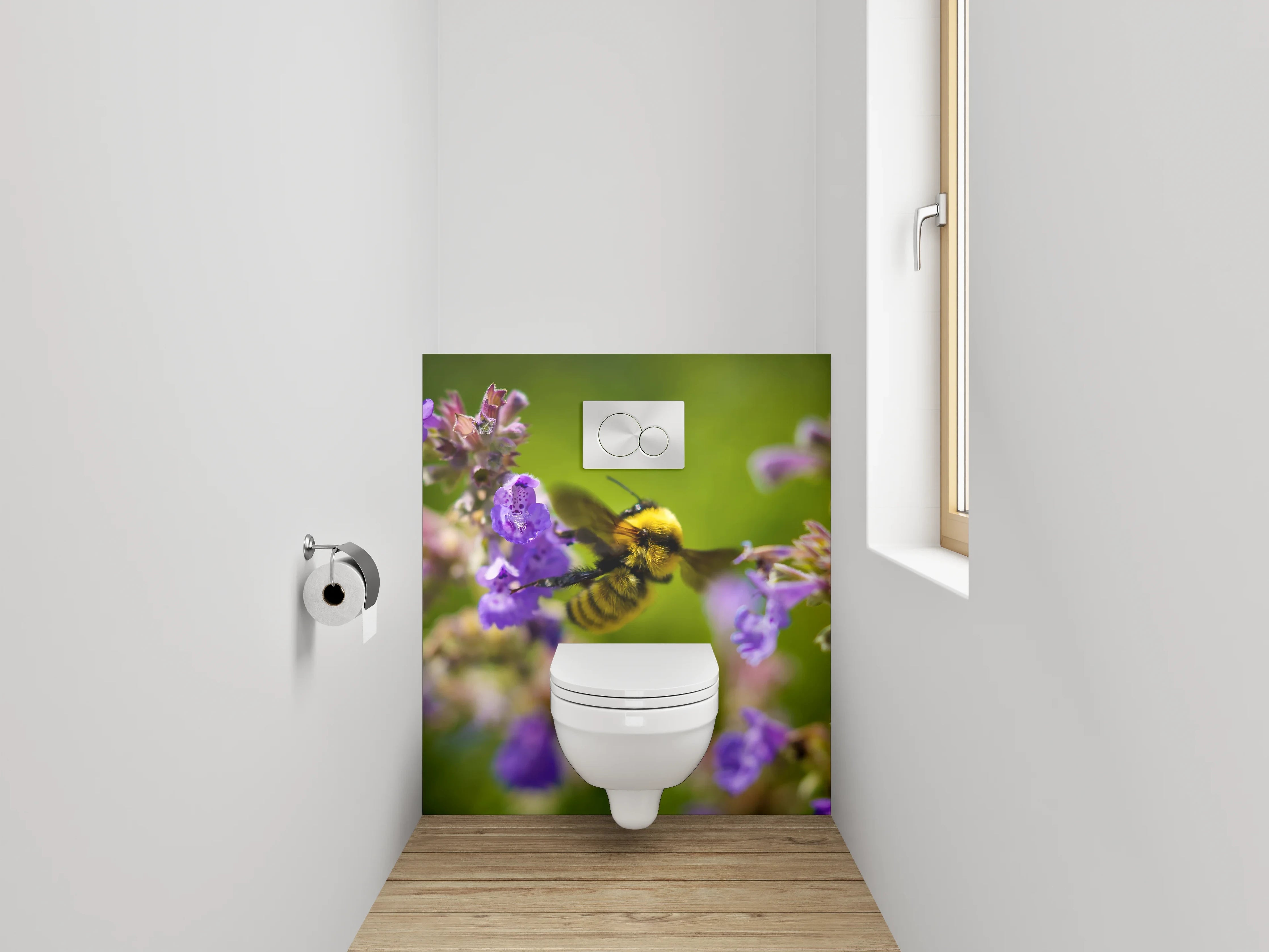 WC-Rückwand - Hummel auf Lavendel Blüte Makro