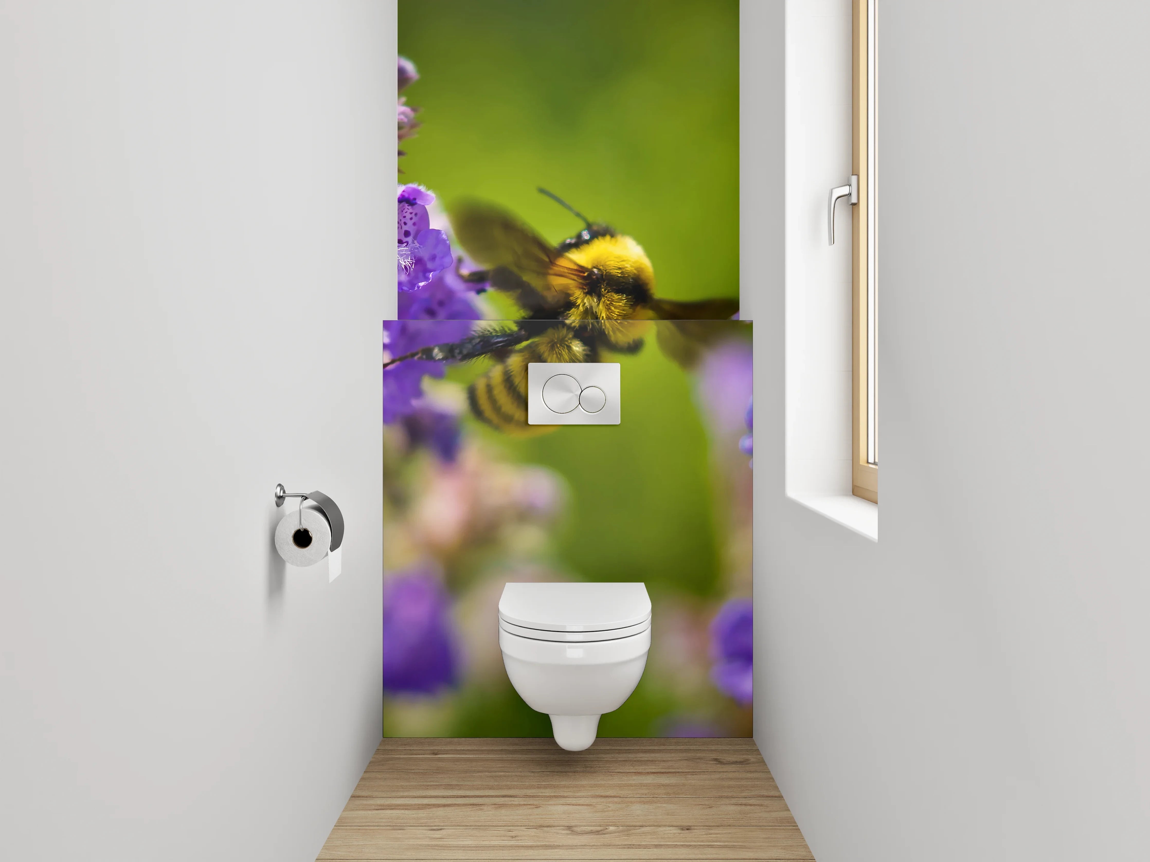 WC-Rückwand - Hummel auf Lavendel Blüte Makro