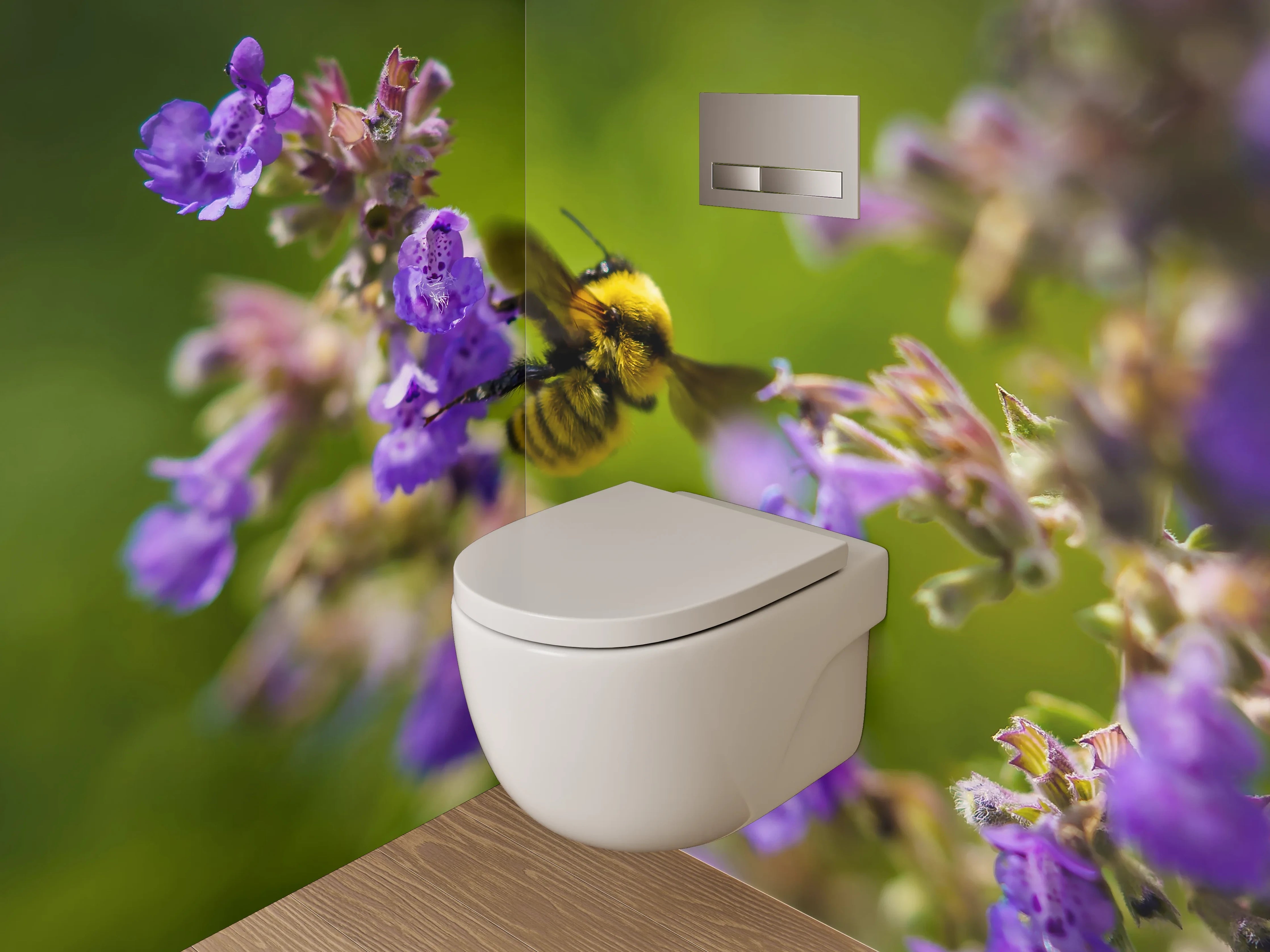 WC-Rückwand - Hummel auf Lavendel Blüte Makro
