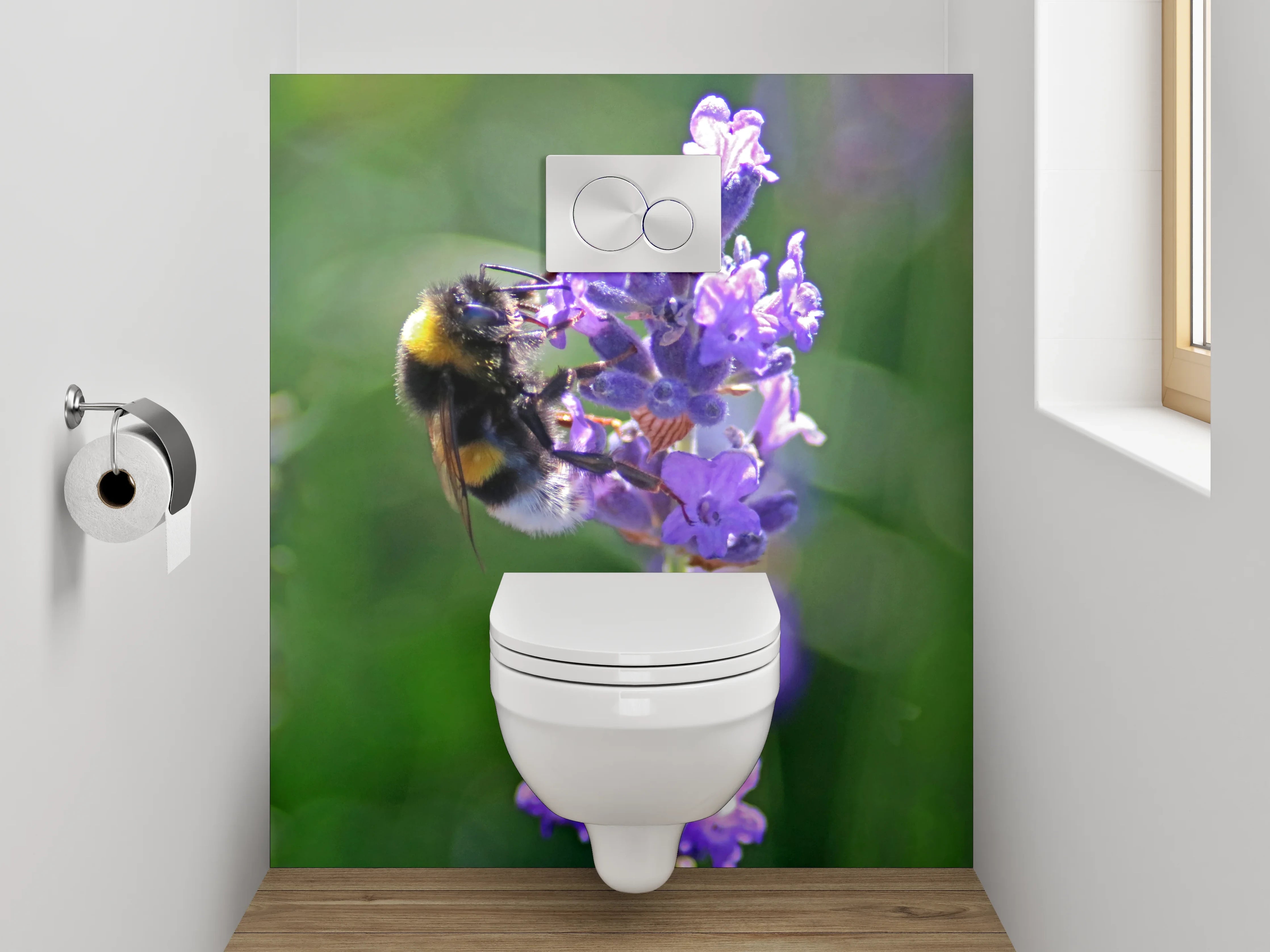 WC-Rückwand - Hummeln auf Lavendelblüten