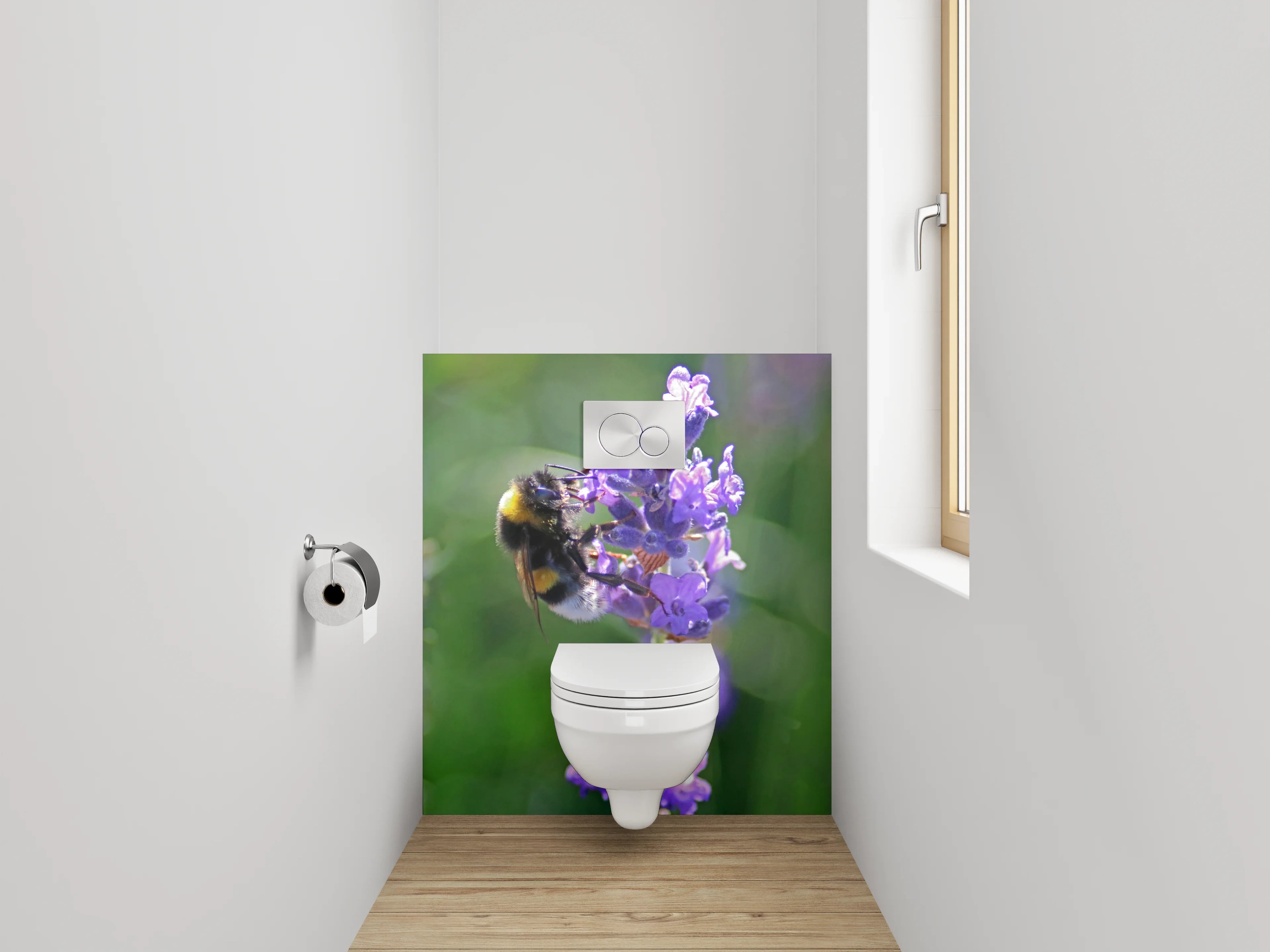 WC-Rückwand - Hummeln auf Lavendelblüten