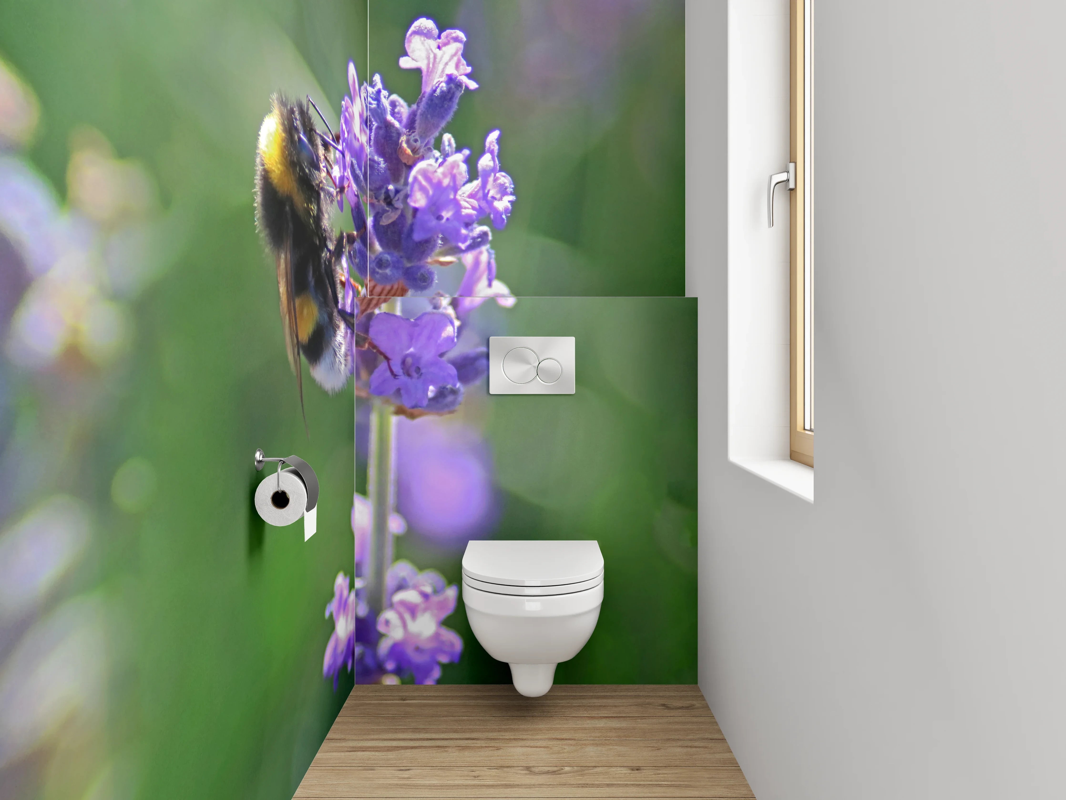 WC-Rückwand - Hummeln auf Lavendelblüten