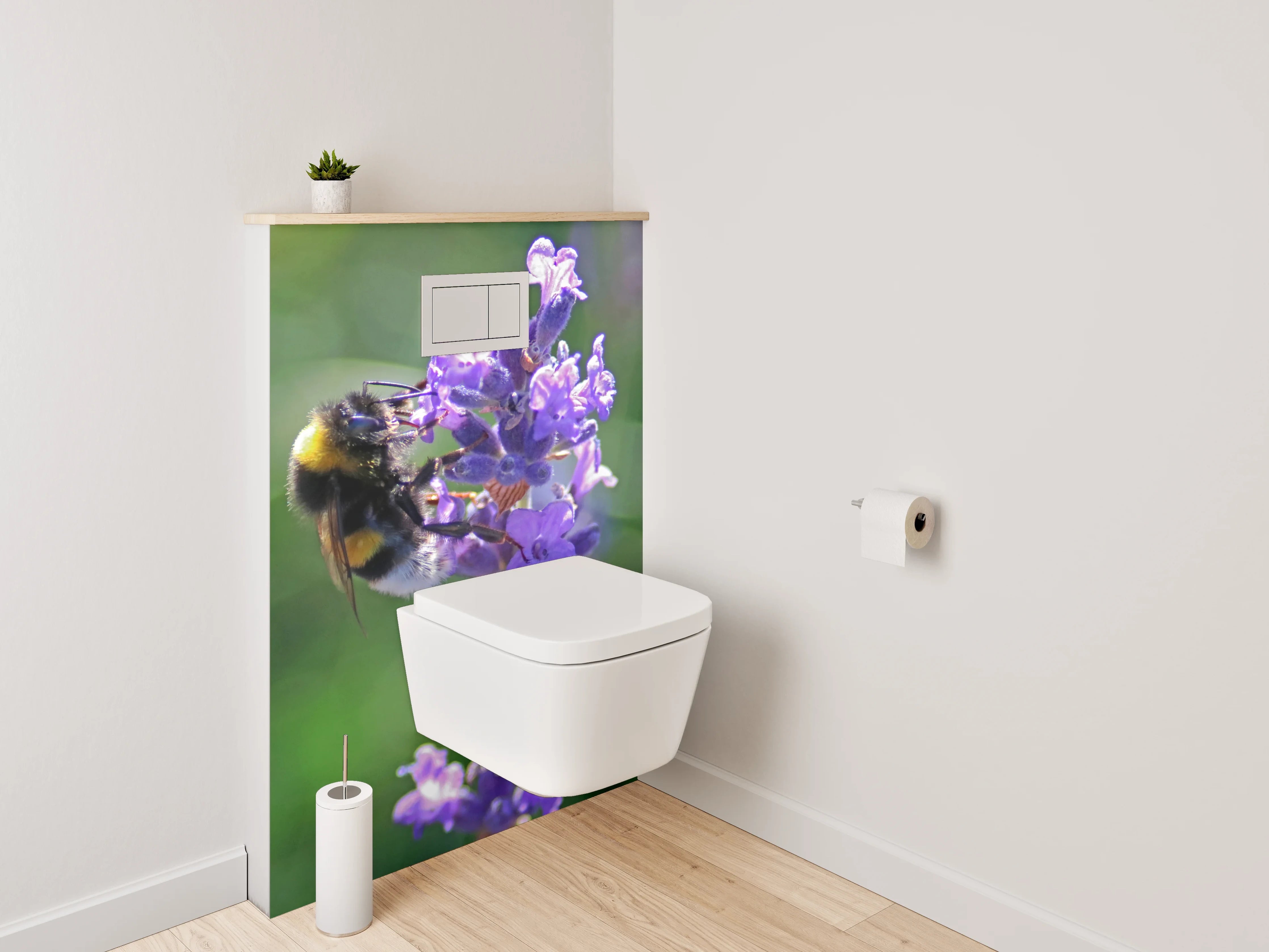 WC-Rückwand - Hummeln auf Lavendelblüten