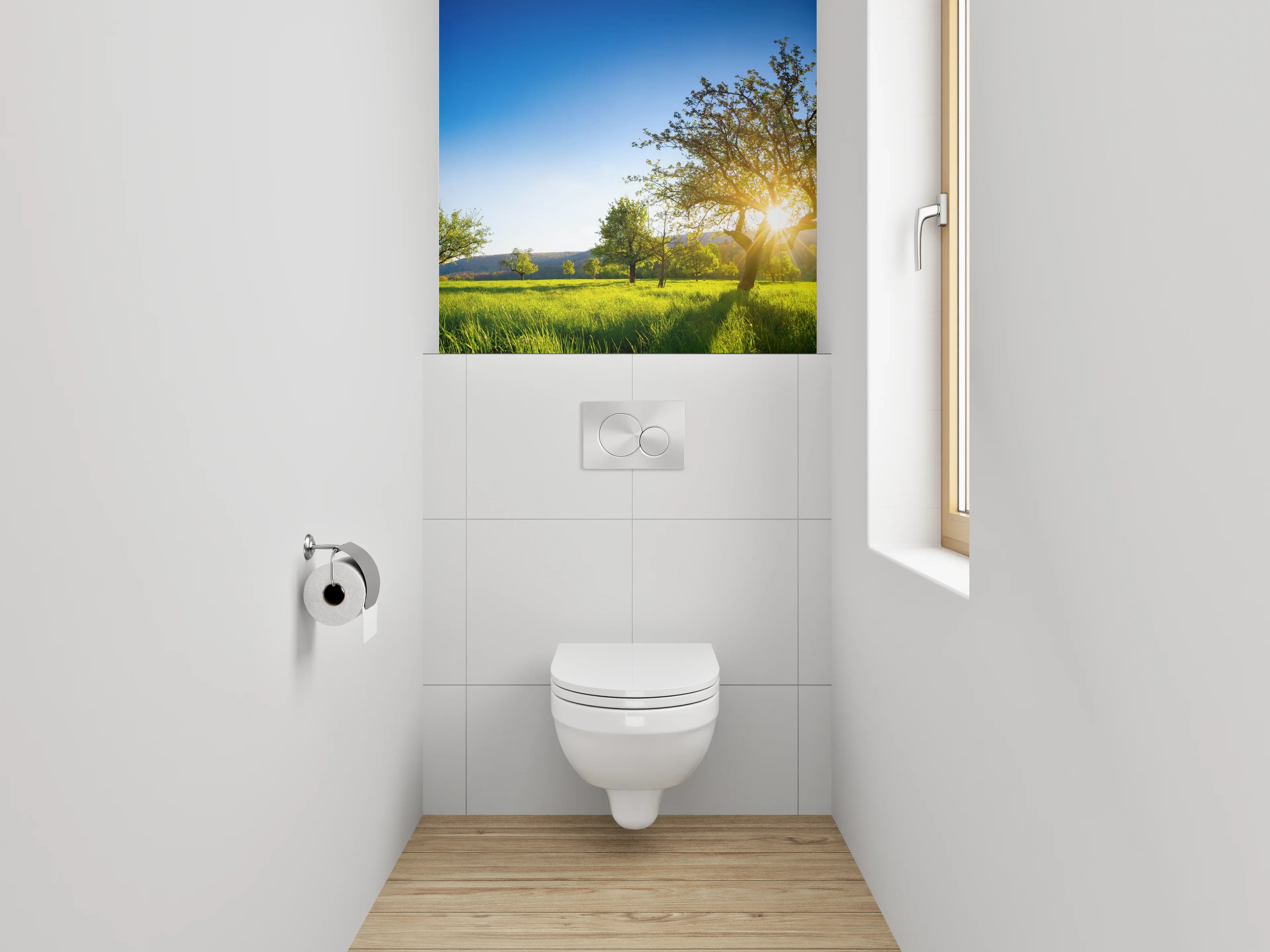 WC-Rückwand - Idylle auf grüner Frühlingswiese