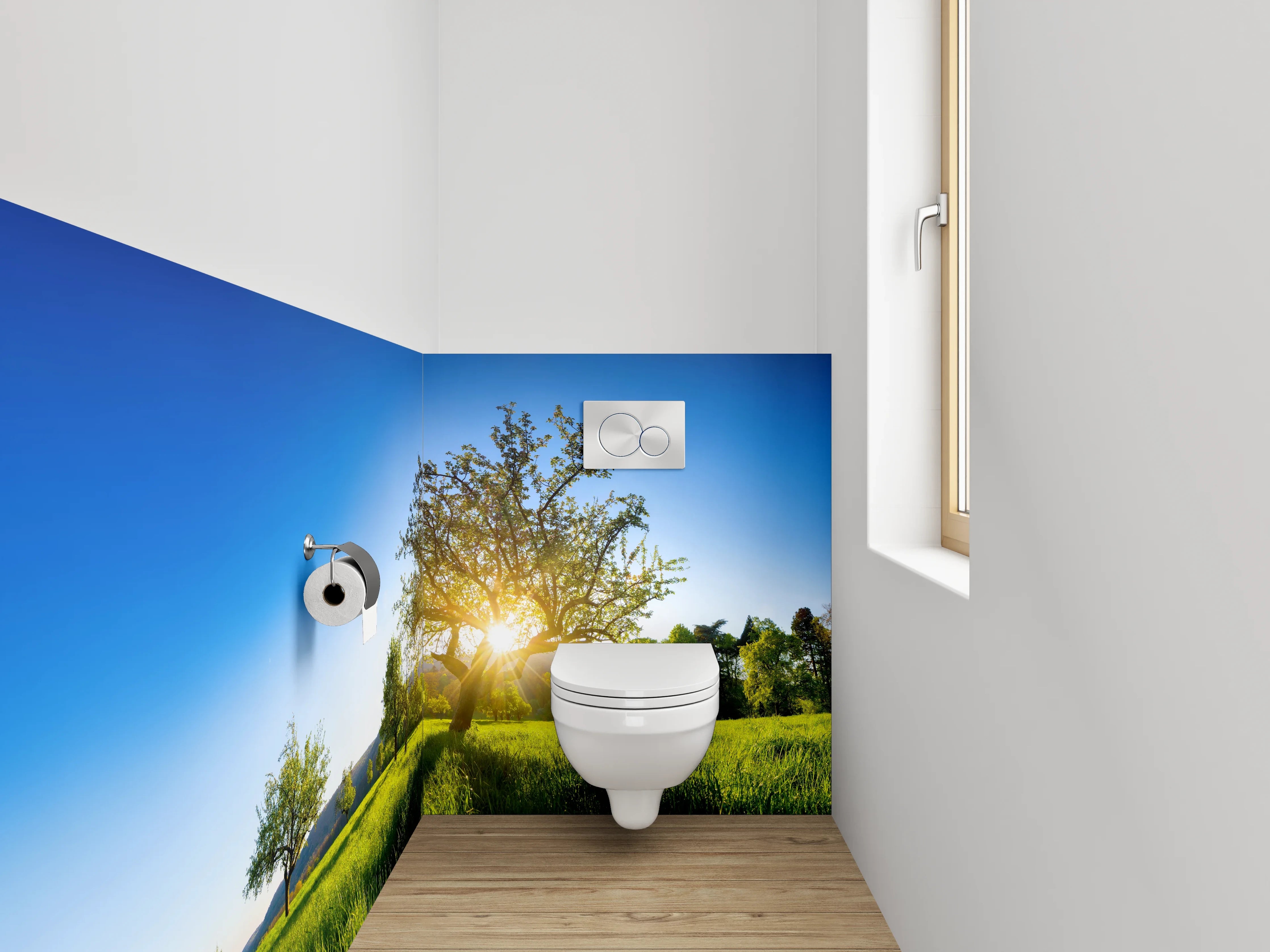 WC-Rückwand - Idylle auf grüner Frühlingswiese