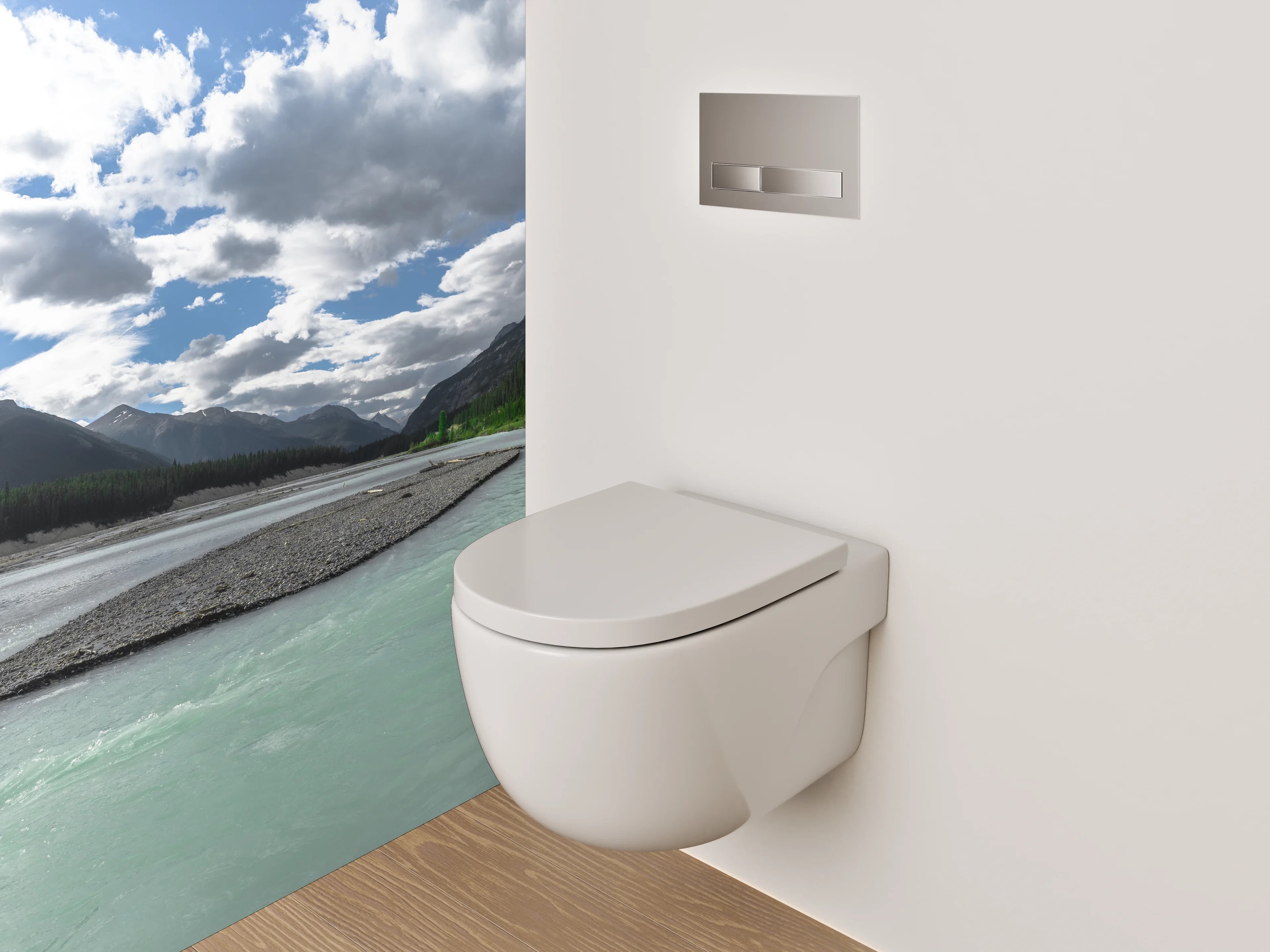 WC-Rückwand - Idyllischer Fluss in den Bergen