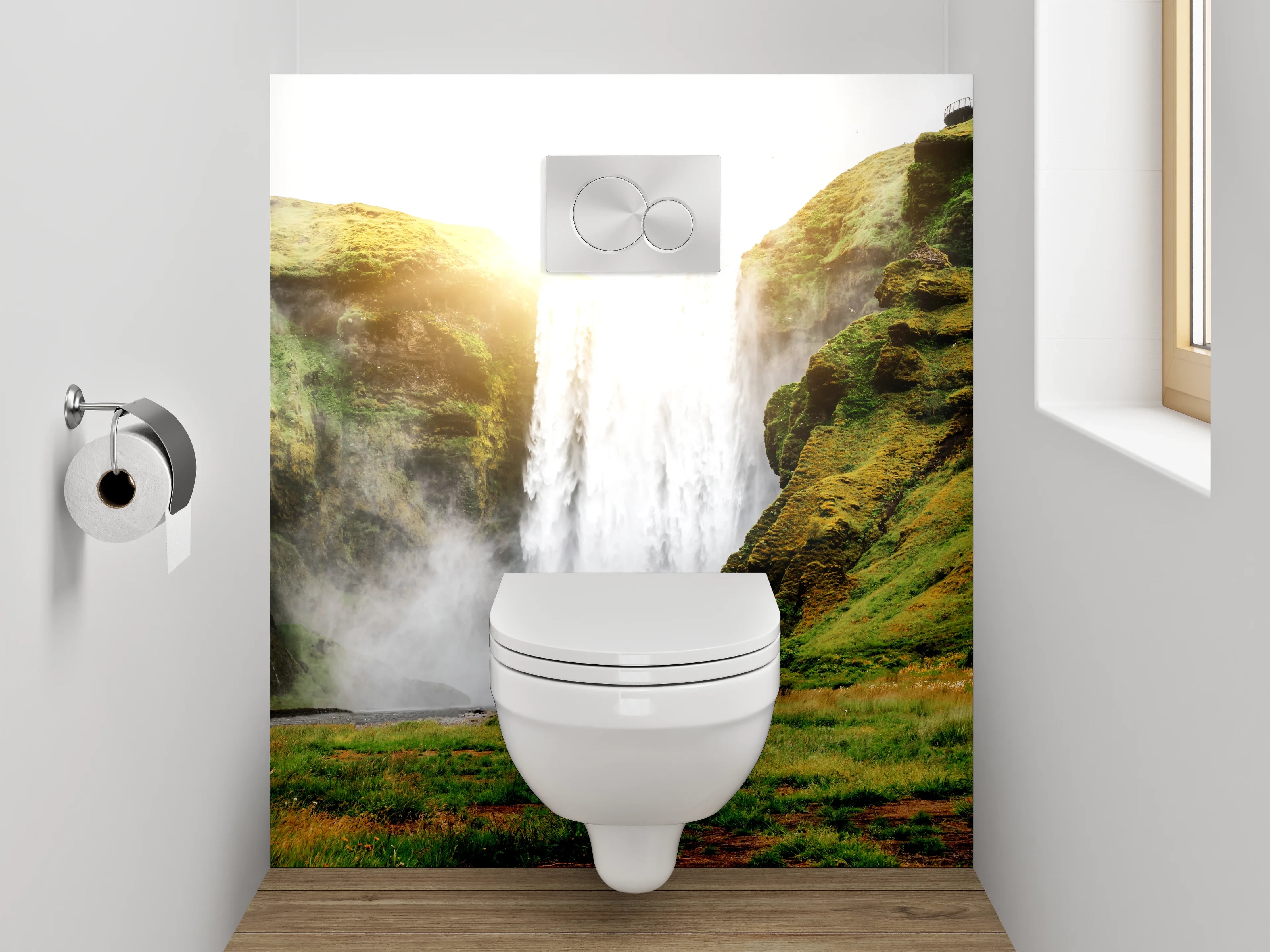 WC-Rückwand - Imposanter Wasserfall in Island
