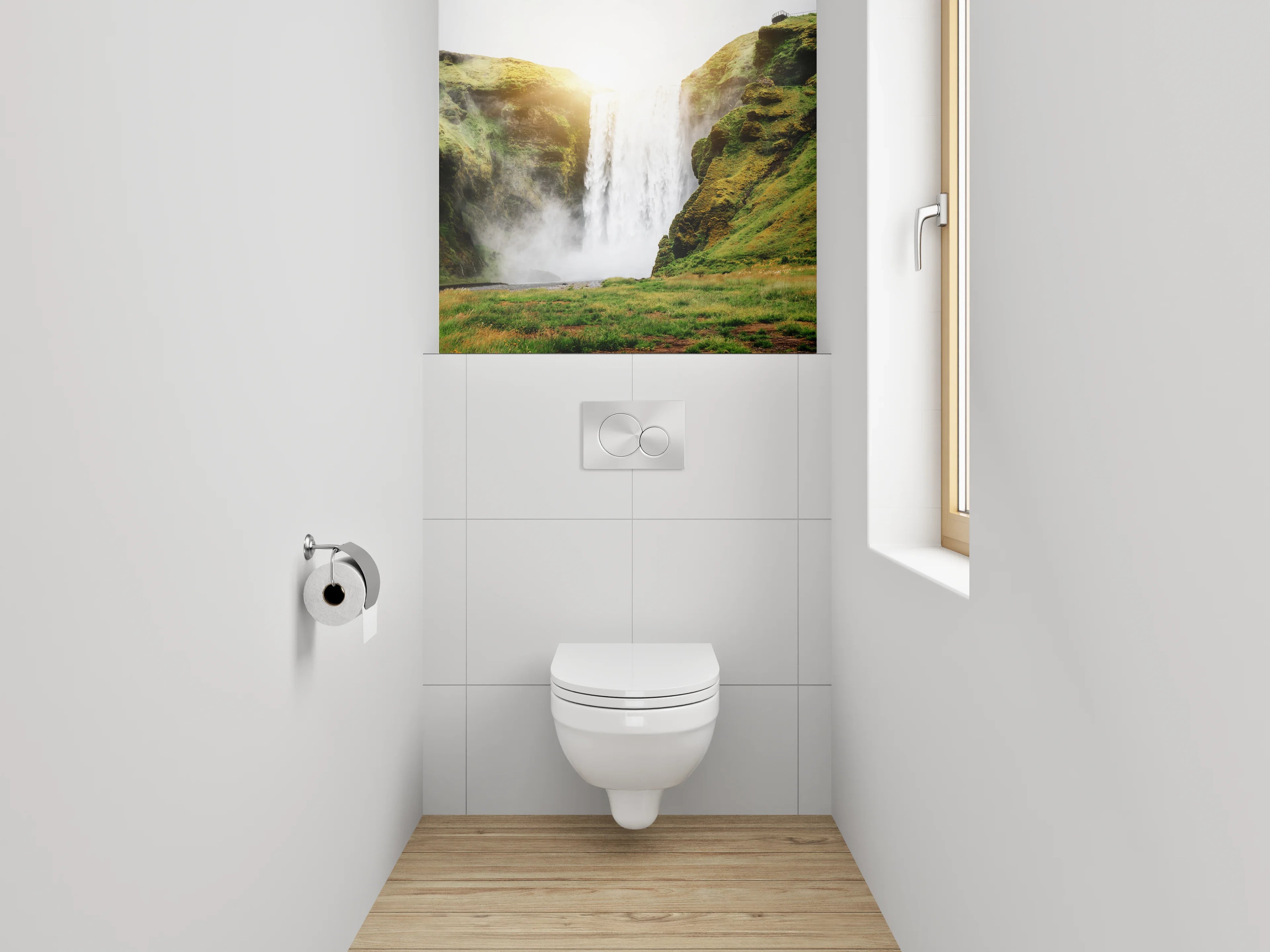 WC-Rückwand - Imposanter Wasserfall in Island