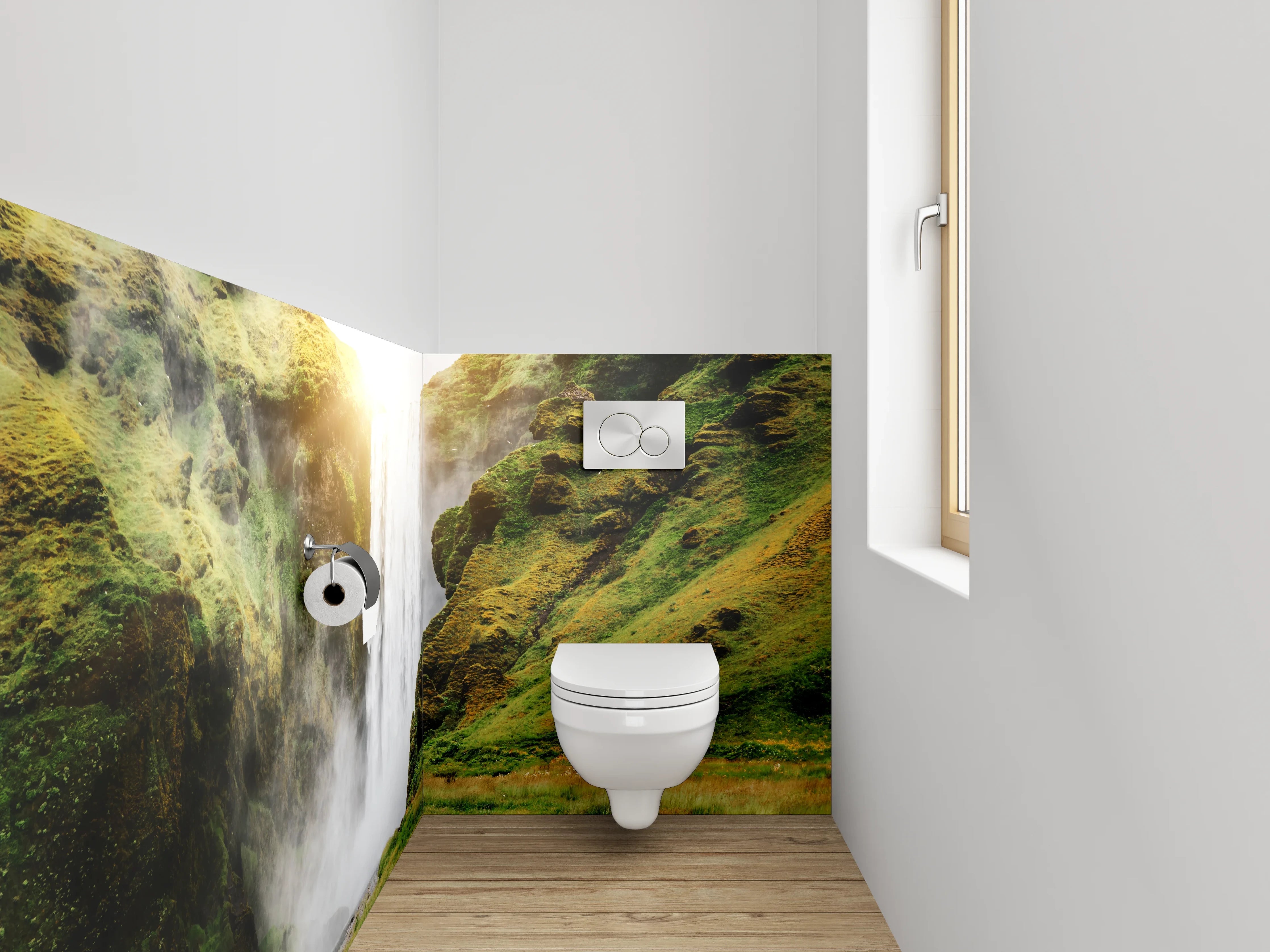 WC-Rückwand - Imposanter Wasserfall in Island