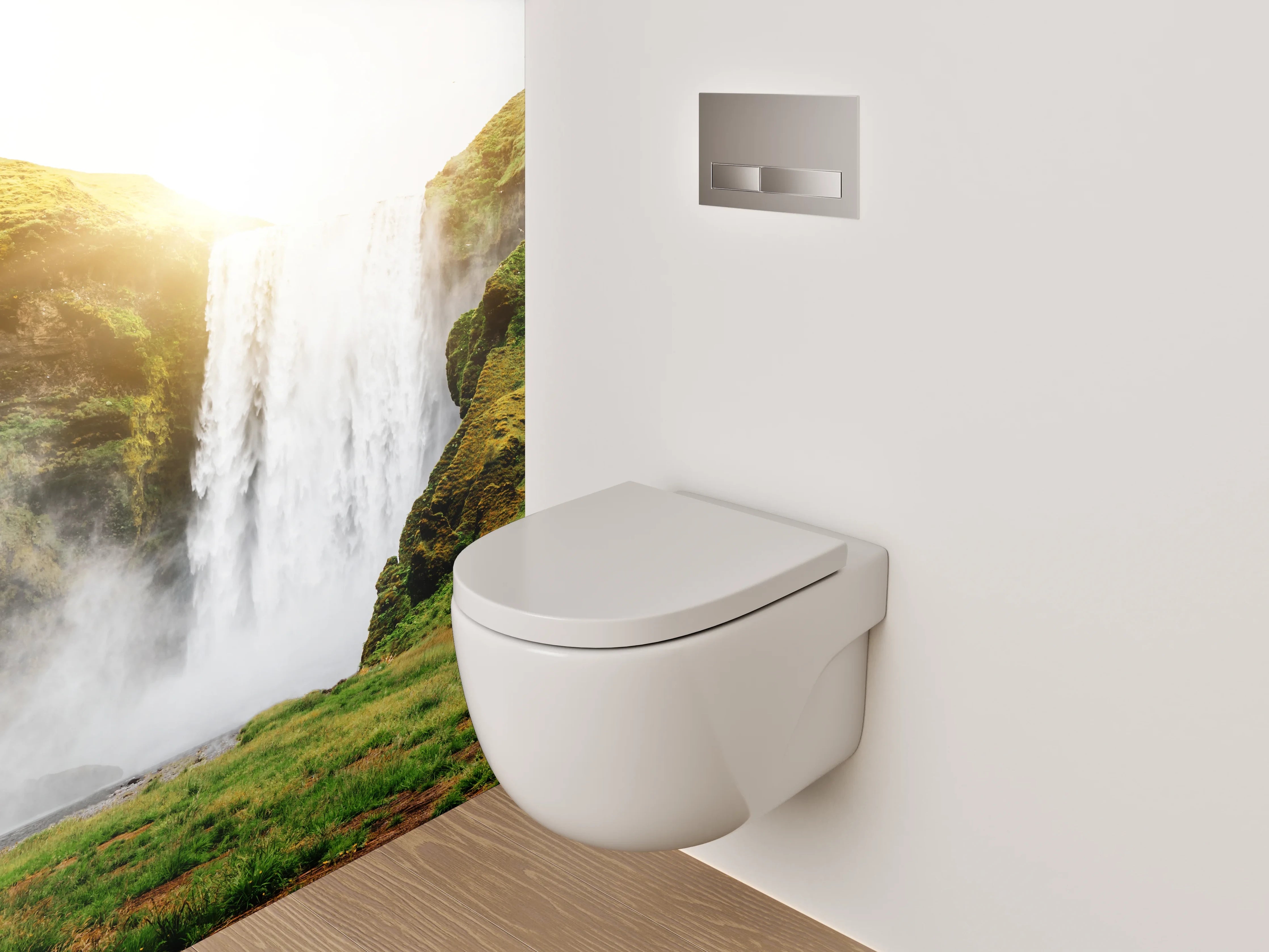 WC-Rückwand - Imposanter Wasserfall in Island