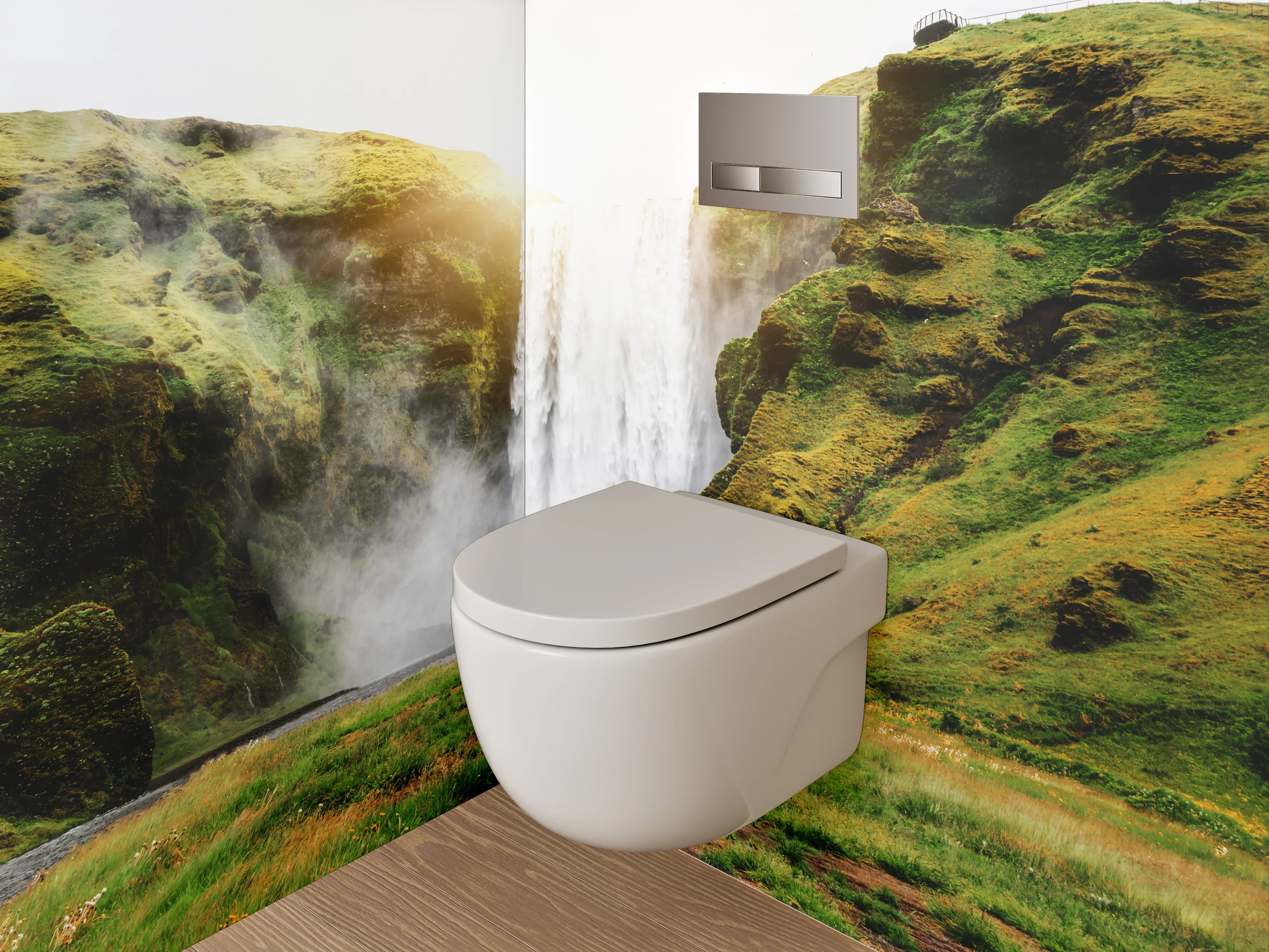 WC-Rückwand - Imposanter Wasserfall in Island