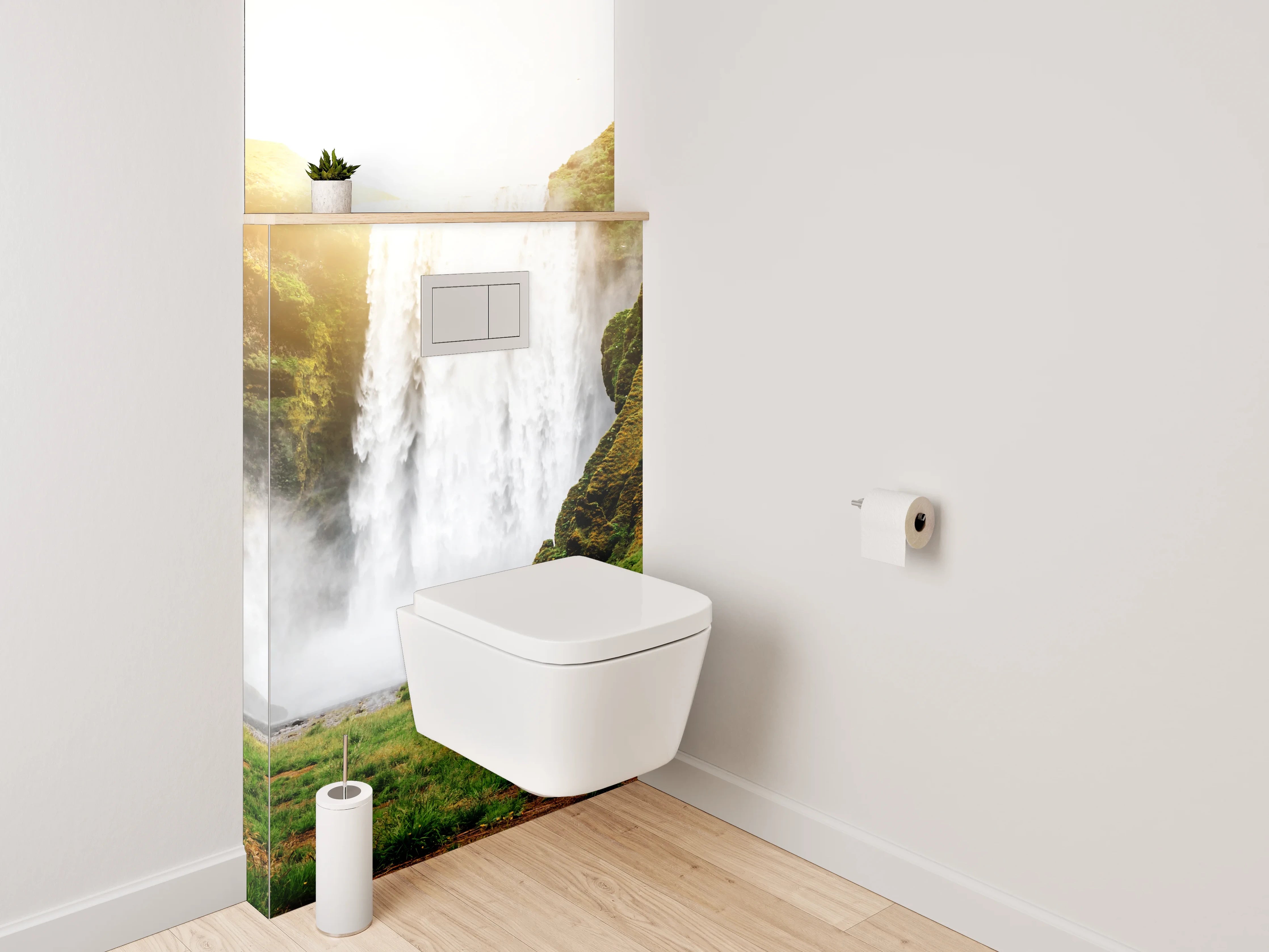 WC-Rückwand - Imposanter Wasserfall in Island