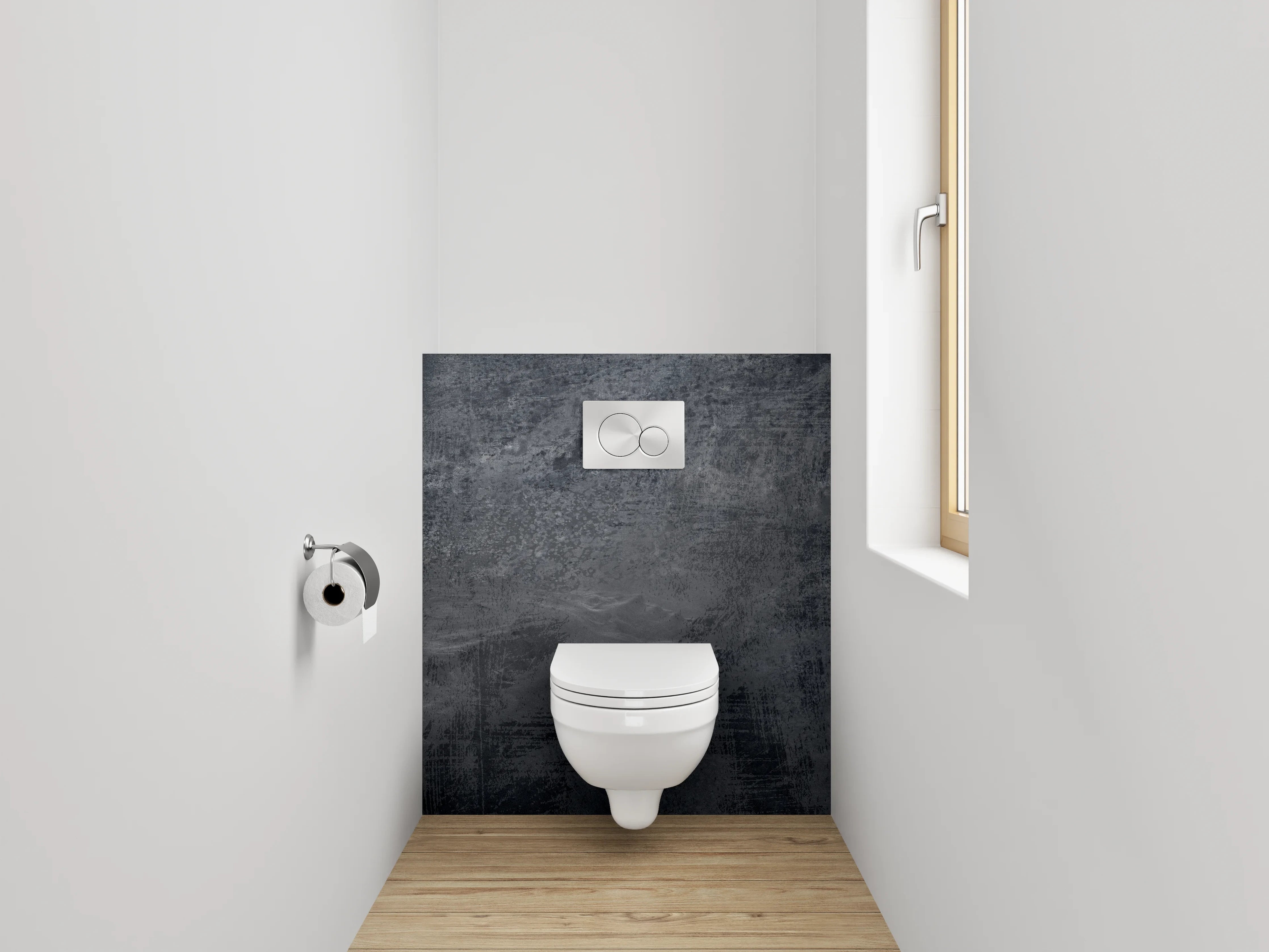 WC-Rückwand - Industrieller Beton-Look Dunkelgrau