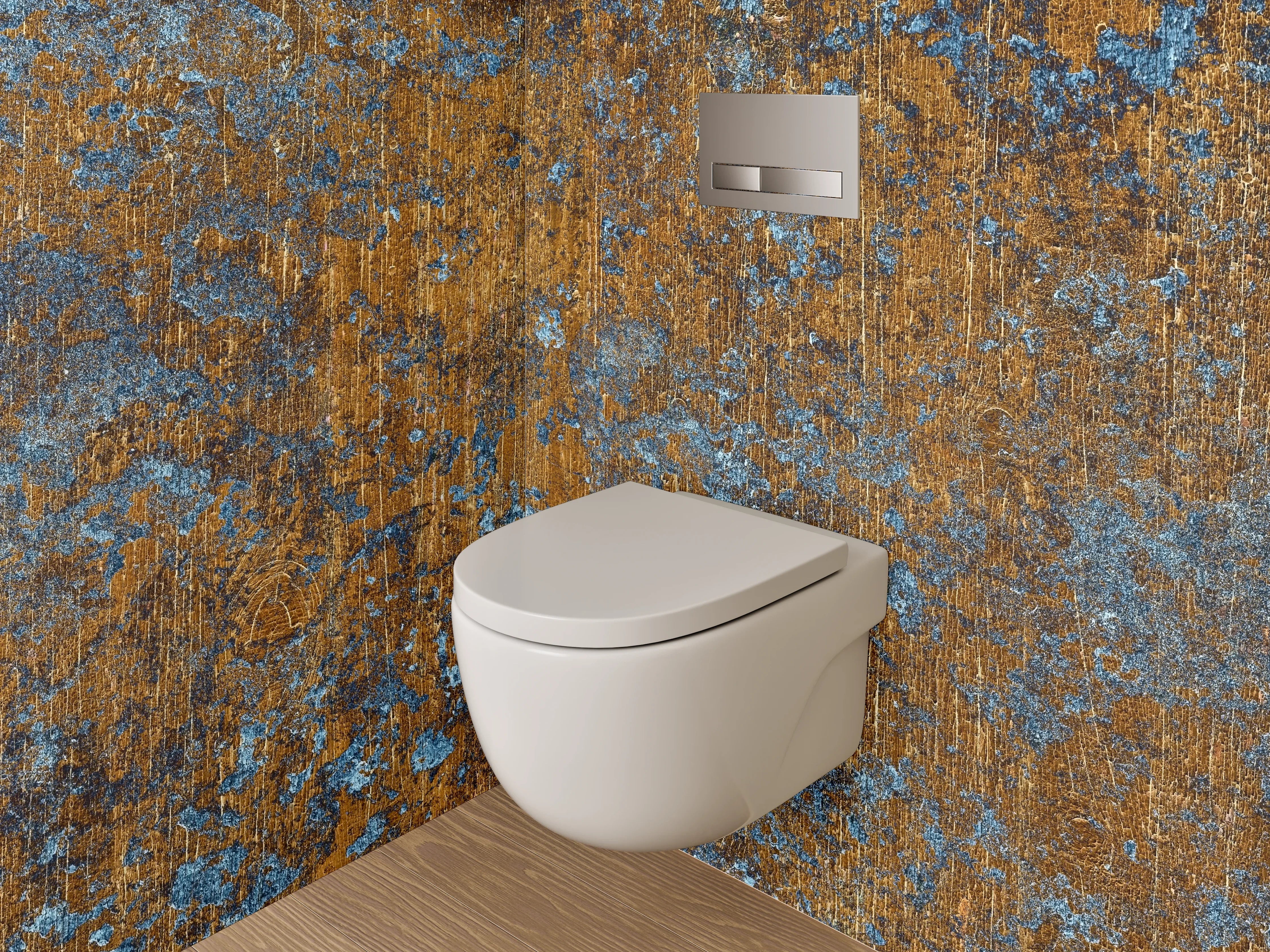 WC-Rückwand - Industrielles Rost-Design Blau-Braun