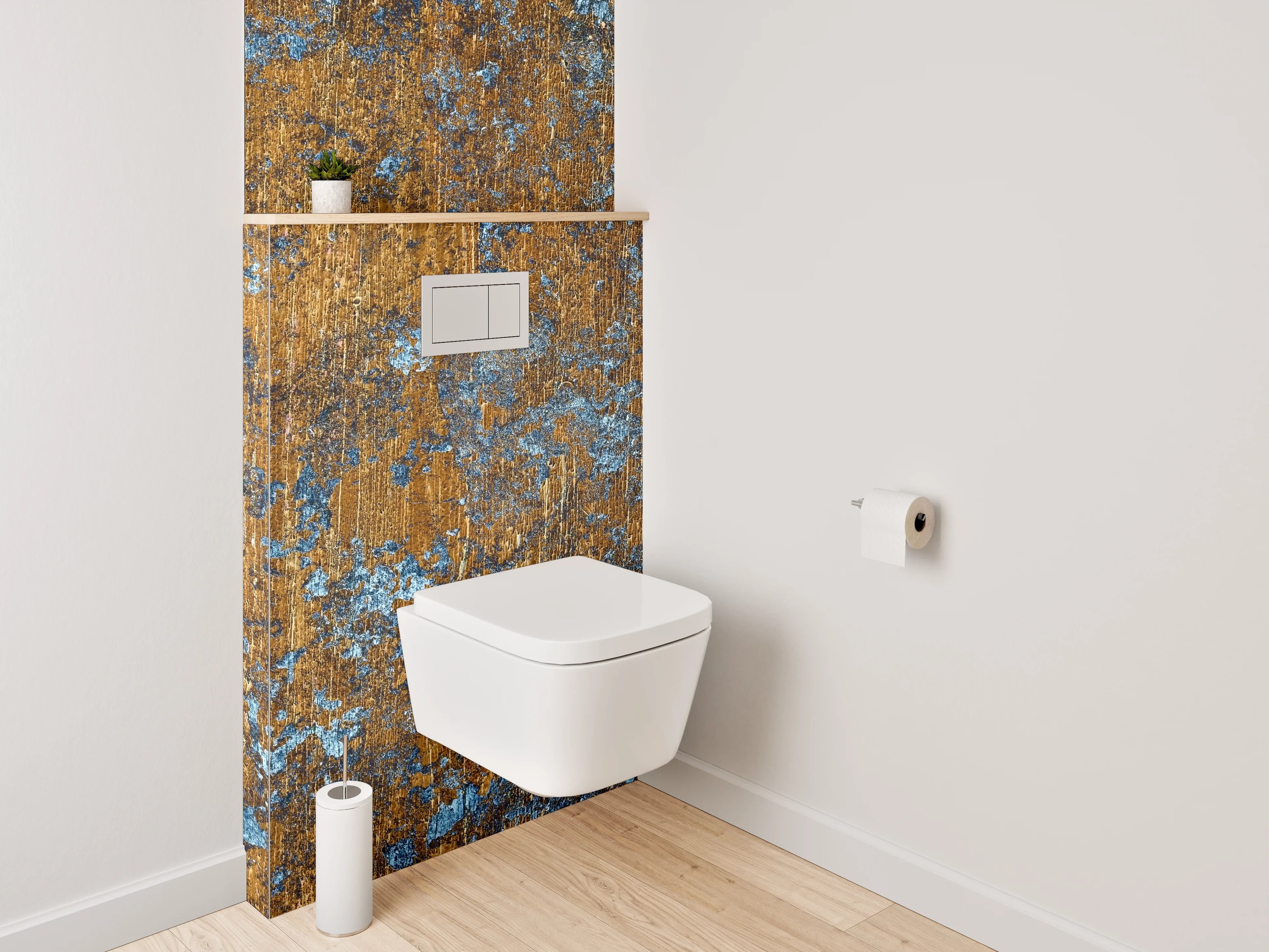 WC-Rückwand - Industrielles Rost-Design Blau-Braun