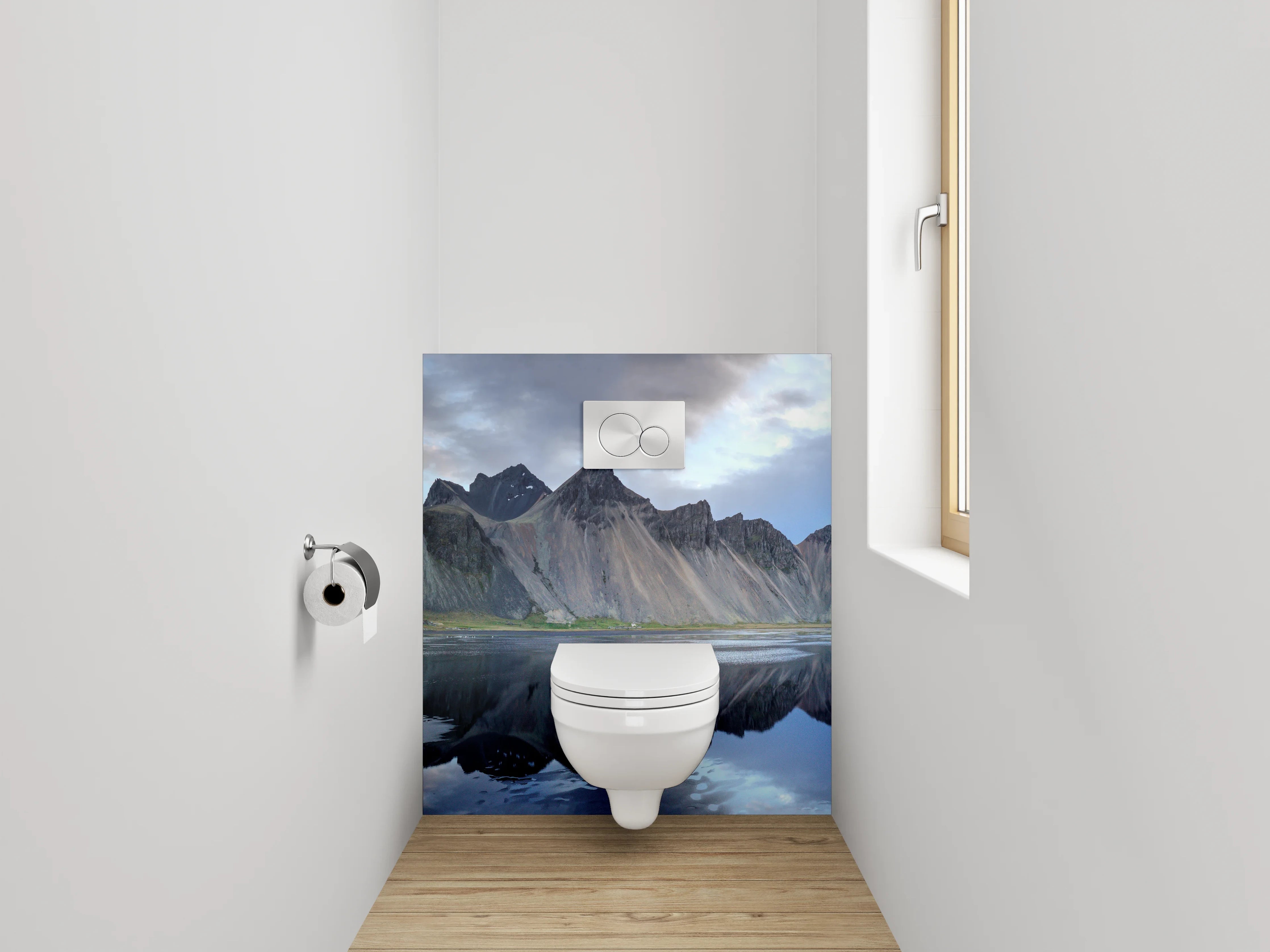 WC-Rückwand - Island Berge Spiegelung Panorama