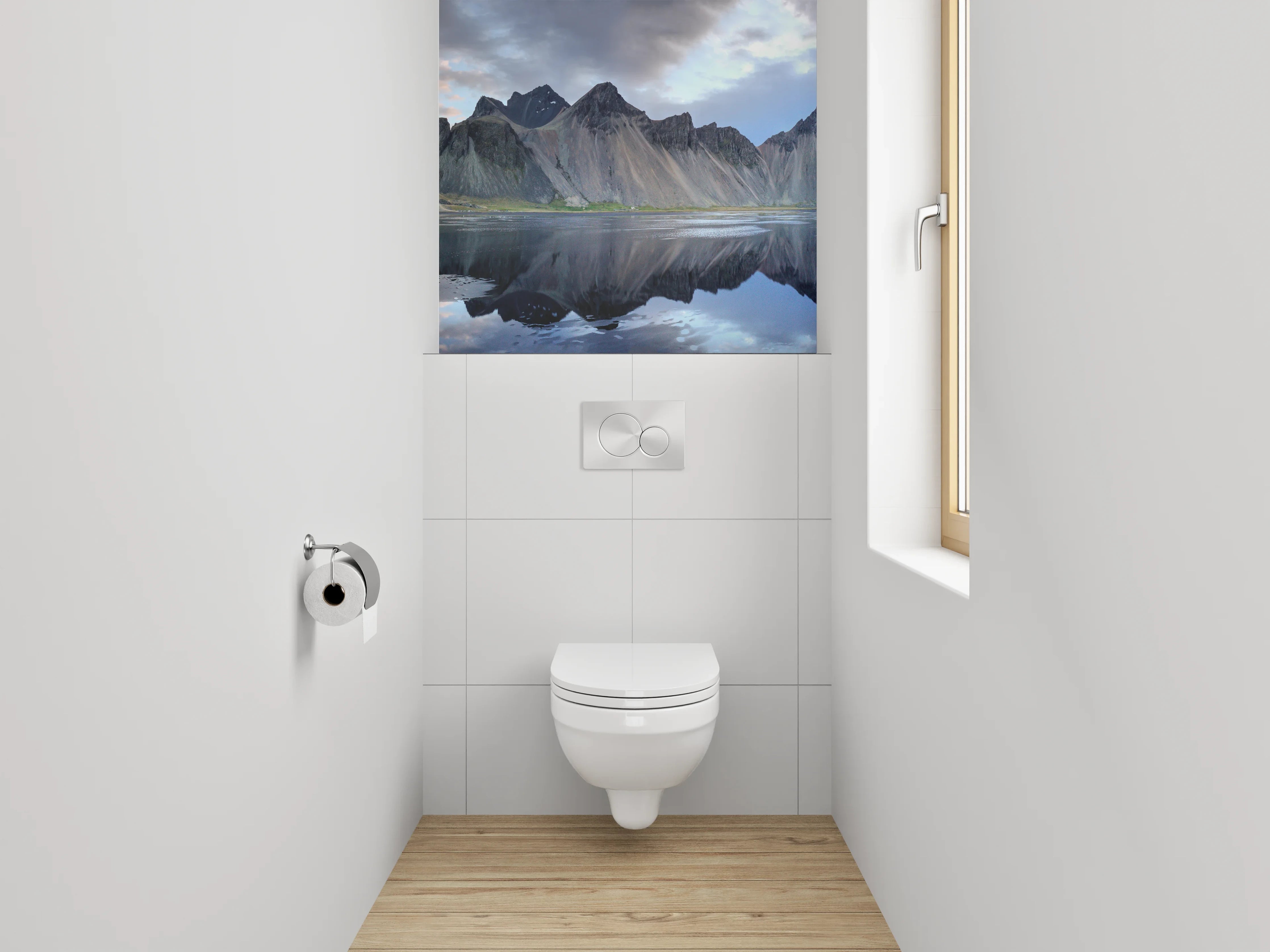 WC-Rückwand - Island Berge Spiegelung Panorama